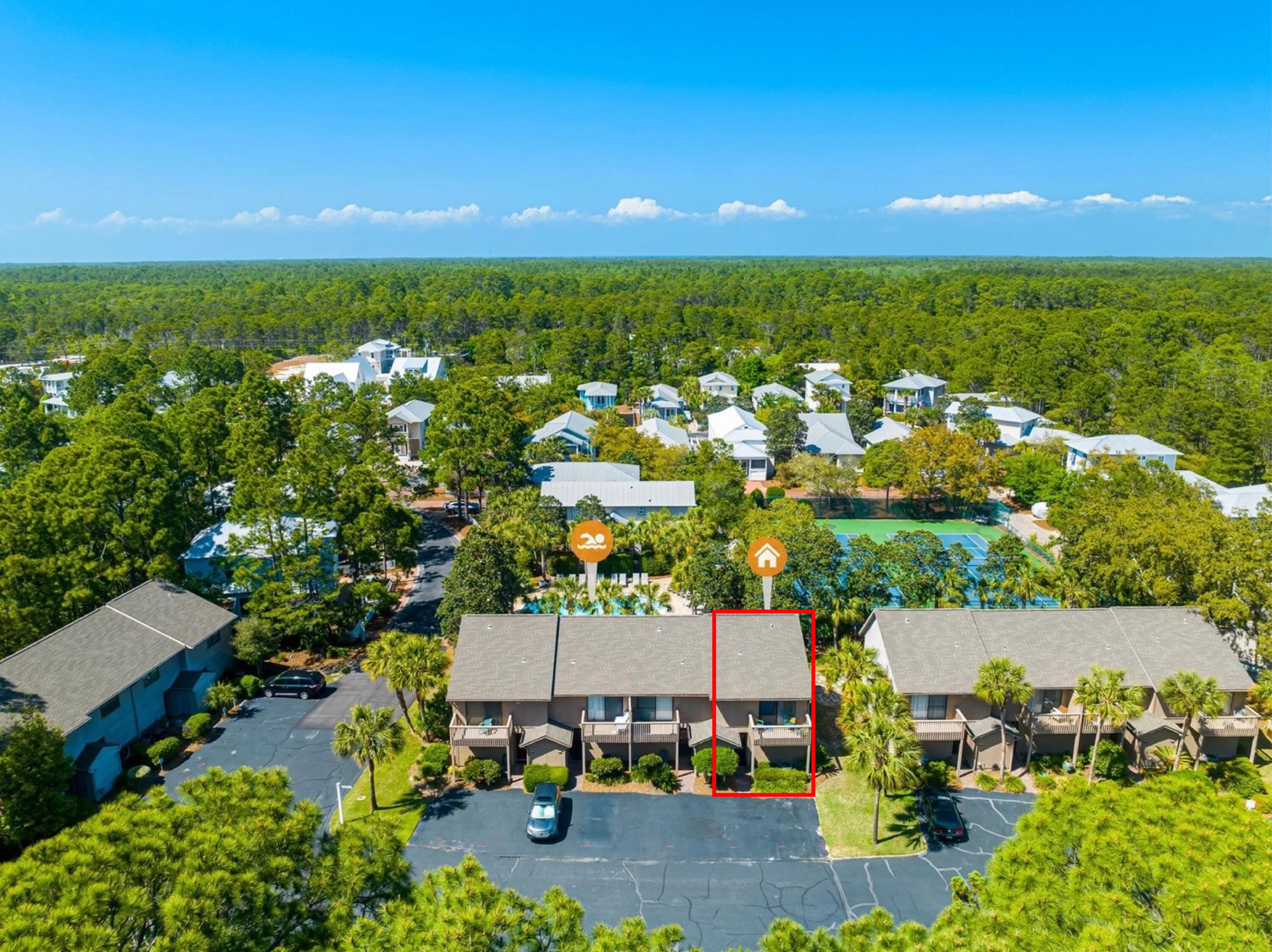 Welcome to Cassine Gardens, a serene community located in Santa Rosa Beach, FL, along the stunning 30A coastline. Enjoy the beauty of coastal living while being close to family-friendly activities, dining, and shopping. Experience the essence of Florida's Gulf Coast at Cassine Gardens.

This 1,252-square-foot corner unit is directly across the street from the beautiful white sand beach and the captivating emerald waters of the Gulf. Conveniently located on 30A, it is within walking distance of various shops, restaurants, and much more! This unique corner unit features a half bath for guests, which is exclusive to corner units. It has been meticulously maintained and offers private balconies for each bedroom, perfect for enjoying quiet mornings with a cup of coffee.