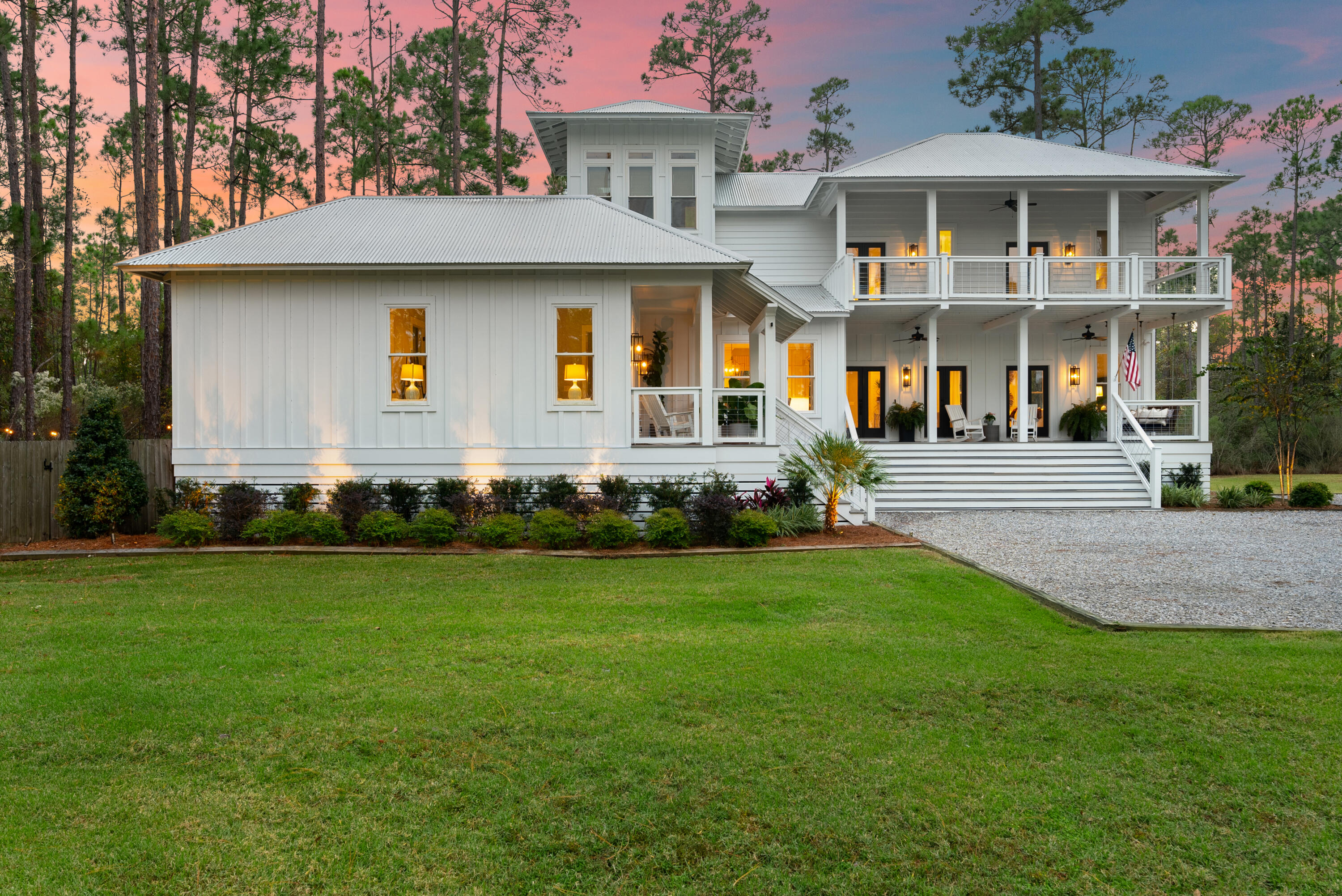 Tucked away on a quiet cul-de-sac, this beautiful coastal home offers exceptional privacy, sweeping Bay views, and room to grow--all on a full acre with no HOA.  The thoughtful layout features multiple living areas, a large kitchen and living area perfect for gatherings.  The primary suite offers a private retreat, complete with separate relaxing covered porch, a spacious en suite bath featuring a soaking tub, large shower and generous storage. The second floor offers spacious Jack and Jill bedrooms, a pocket office space adds a convenient spot for work from home needs, plus a third floor crow's nest with captivating views of the Bay, ideal for a bonus room, creative studio or extra sleeping space.  Perfect for those who love to be on the water, this home is just steps from a deeded Bay access ideal for boating, paddle boarding, fishing and sunset strolls.  Enjoy the freedom to live the coastal lifestyle exactly the way you choose.  Minutes from Ceasna Landing Boat Launch and the beautiful beaches along 30a.  Plenty of outdoor space for storing a boat, planning a future pool, carriage house or just appreciating the open space.