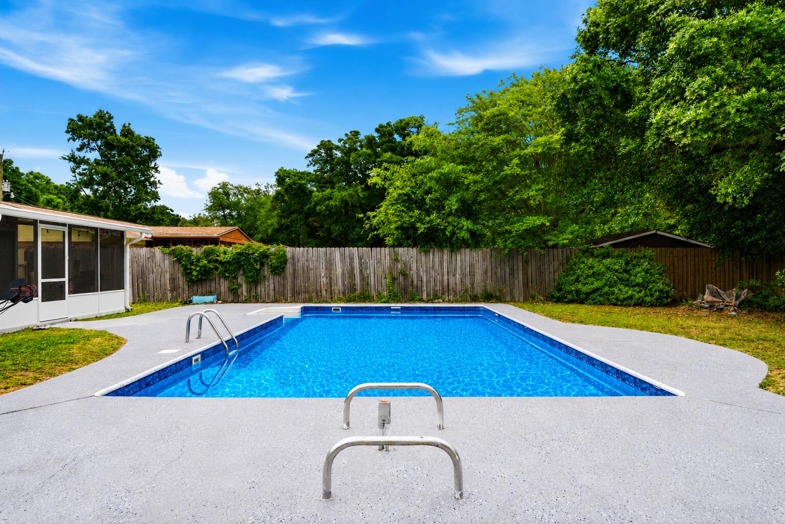 Looking for a home in a central Pensacola location WITH an inground pool? You have arrived! This updated 3-bedroom, 2-bath home offers a semi-open floor plan with several recent upgrades, including new luxury vinyl plank flooring (Dec 2024), fresh exterior paint, a new HVAC system (2025), and a new screened-in back porch. Two bedrooms also feature newer carpet installed within the last two years. As you enter the home, you'll find a spacious living area that flows into the kitchen and dining area, making it a great setup for everyday living or entertaining guests. The kitchen features tiled countertops, tiled backsplash, and plenty of cabinet storage. Step outside and enjoy the spacious backyard featuring an inground swimming pool, huge storage/garden shed, and plenty of room for gatherings, cookouts, or relaxing with family and friends. Conveniently located and move-in ready, this home is one you won't want to miss! storage/garden shed, and plenty of room for gatherings, cookouts, or relaxing with family and friends. Conveniently located and move-in ready, this home is one you won't want to miss!