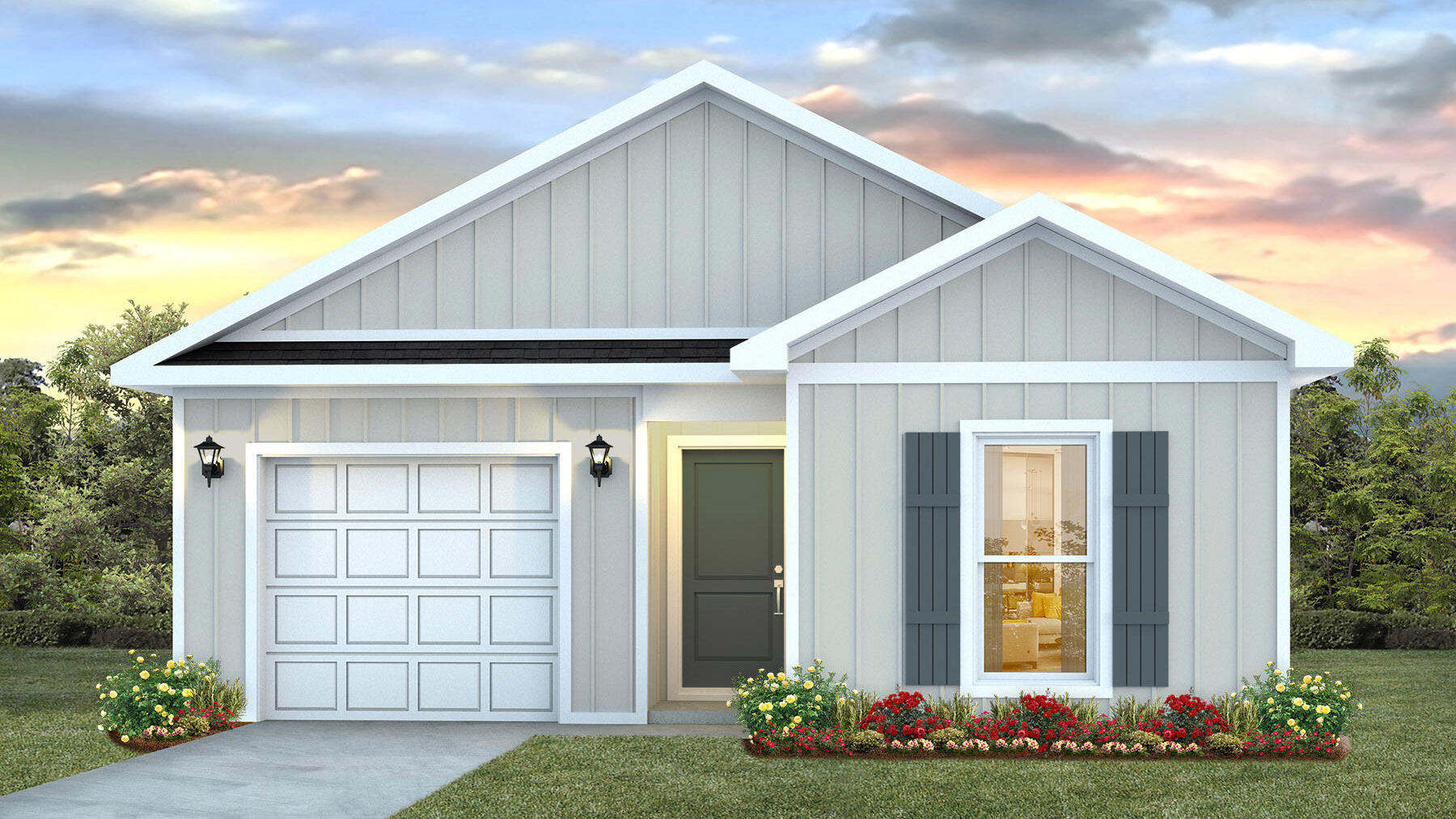 Welcome to Waterside at East Bay! Brand NEW community featuring a lovely community dock on the pond. The 'Camilla' model is a highly desirable open concept floorplan, 4 bedrooms, 2 bathrooms, 1-car garage, and the 'Smart Home Connect 'System with a variety of convenient Smart Home devices you will love. NICE open concept living room with the dining area open to the kitchen and living room with lots of windows for natural lighting. The well-designed open kitchen includes stainless steel appliances, a smooth-top range, built-in microwave, quiet dishwasher, pantry, eye-catching wood-look flooring, and plush carpet in the bedrooms. Quartz countertops in the kitchen and baths. 9-foot ceilings throughout. Fabric Hurricane door and window protection is also included. Call 850-749-5832 today for more info! ALL LISTING pictures, colors, features, and size may vary. Square footages are approximate.