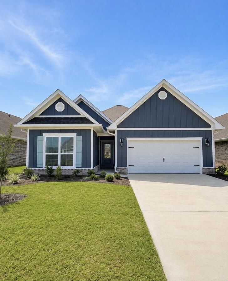 Welcome to 125 Gray Owl Drive, a new home under construction at Owl's Head Farms in Freeport, Florida. This home features the Kennedy floor plan with five bedrooms and three full bathrooms. Step inside to discover a smart, welcoming layout designed for comfort and flexibility.

A front hallway leads to two guest bedrooms and a full bathroom, creating a private space that works well for visitors, children, or a home office setup. The center of the home opens into a bright living, dining, and kitchen area filled with natural light from multiple windows and a glass back door. Perfect for everyday living and entertaining, the kitchen includes a large island with views of the shared spaces, quartz countertops, soft-close Shaker-style cabinets, stainless steel appliances including a stove, microwave, and dishwasher, plus a corner pantry for extra storage.

With EVP flooring throughout, this home has a seamless transition between rooms. Toward the back of the home, a separate hallway leads to the laundry room and the private primary suite. This spacious retreat offers a luxurious bath with a soaking tub, separate shower, oversized double vanity, and a walk-in closet with ventilated shelving. Past the dining area, an additional hallway leads to two more guest bedrooms and a third full bathroom, completing this thoughtfully arranged floor plan.
