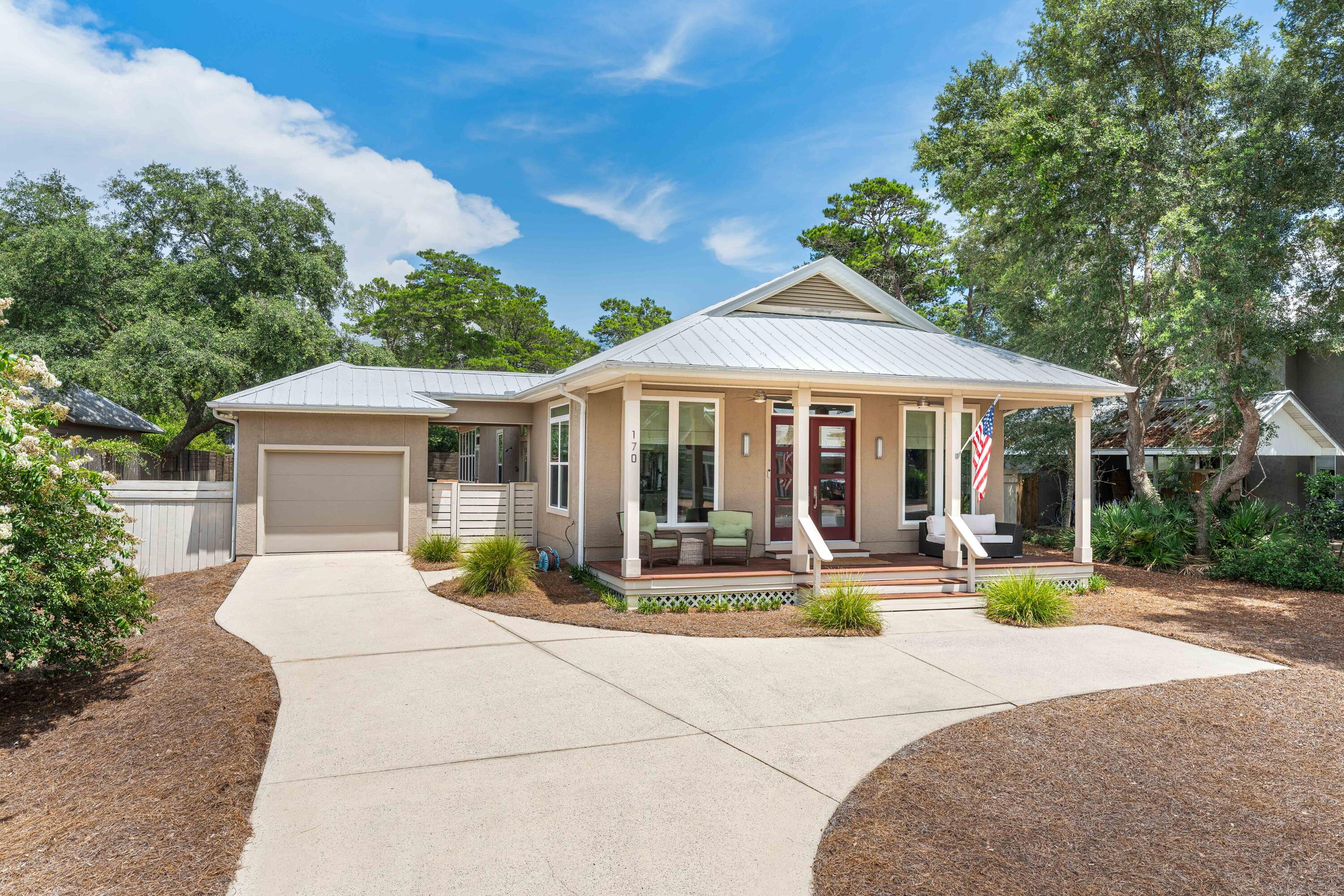 Beautifully renovated, single-story Florida cottage in the highly desirable Seabreeze community. Just 2 short blocks to the sugar-white beaches and clear emerald waters of the Gulf of America. Ideally located just minutes from boutique shopping, dining, and entertainment in Alys Beach, Rosemary Beach, and 30a Avenue, this move-in-ready home offers the perfect blend of coastal living and convenience. Situated on a spacious ¼-acre lot with no HOA, this beach home is ideal as a primary residence, second home, or investment property. The thoughtfully designed open-concept floor plan features 10-foot ceilings, light Oak Flooring, recessed lighting, elegant 8-foot solid-core doors and abundant natural light throughout. The Gourmet Kitchen is appointed with custom cabinetry, Quartz Countertops, Stainless Steel Appliances, and a natural Gas Range. A spacious living room with a cozy gas fireplace makes for the perfect family gathering space Outside, enjoy a welcoming covered front porch, detached one-car garage, and outdoor shower for easy beach days. The fully fenced in backyard offers exceptional privacy and endless possibilities to create your own outdoor retreat, with ample room for a custom pool, cabana, outdoor kitchen and lush tropical landscaping.
