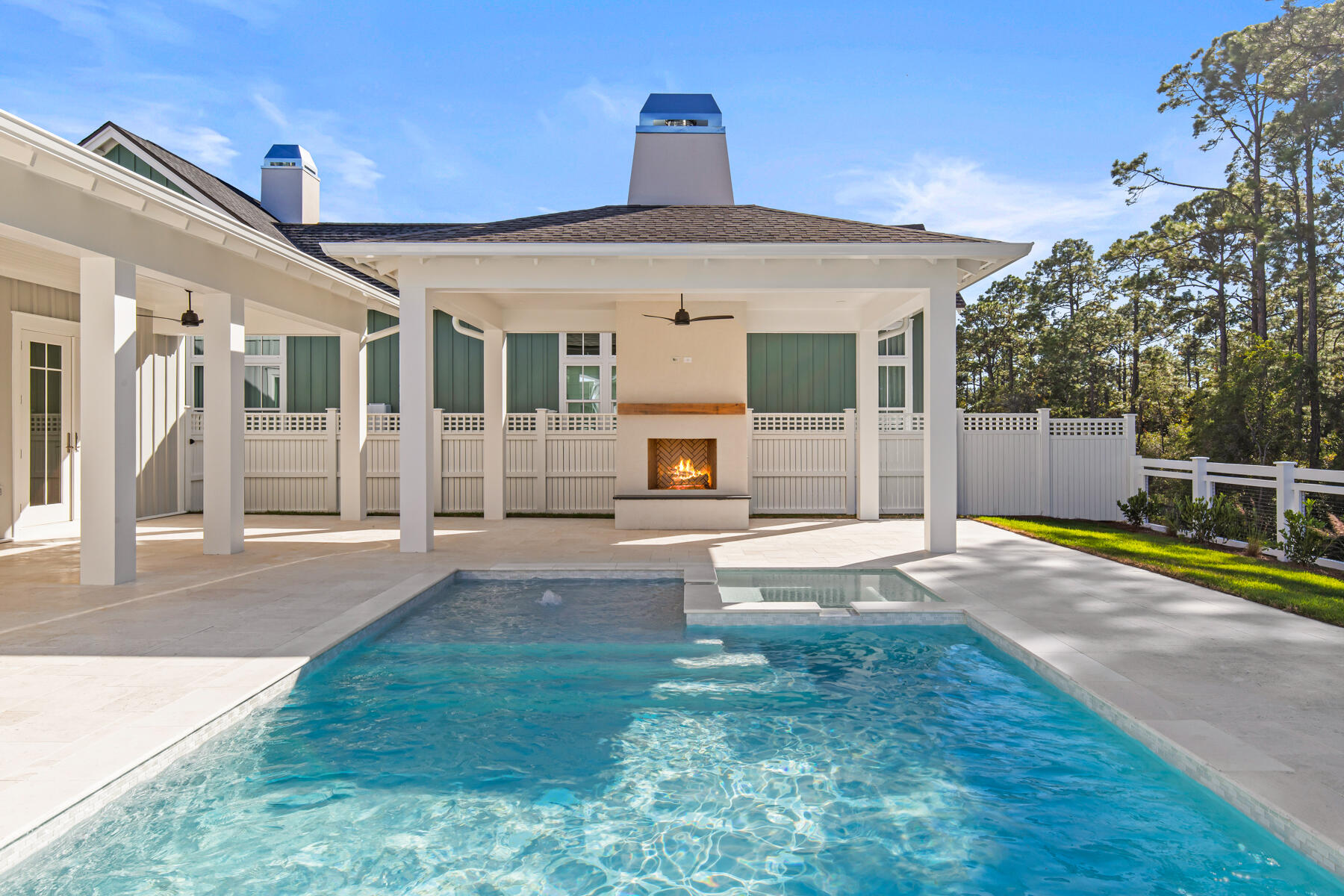 *List price reflects a $50,000 waived lot premium incentive currently offered by the Builder! 
Step into refined coastal luxury with the Suffolk II, an architectural masterpiece by Romair Homes, nestled within the lakeside Powell Landing East enclave of the Watersound Origins community. Newly completed and MOVE-IN READY, this 3,297-square-foot residence offers an unparalleled blend of sophistication, comfort, and seamless indoor-outdoor living. Designed with impeccable craftsmanship, this 4-bedroom, 4.5-bathroom home features a bonus room and a 2-car side-load garage, ensuring both functionality without sacrificing curb appeal. The grand living area is anchored by a striking 60'' linear fireplace, while 16' sliding glass doors open effortlessly to the expansive covered porch, blurring the lines between interior luxury and outdoor serenity.

Enjoy elevated outdoor living with the cabana & fireplace, along with the private pool & spa, a resort-style retreat in your own backyard perfect for refined gatherings or tranquil evenings under the stars. The designer-curated chef's kitchen is adorned with stained white oak cabinetry, Silestone quartz countertops, and GE Monogram integrated appliances, offering both beauty and superior performance. Throughout the home, engineered white oak flooring adds warmth and elegance, while each spa-inspired bathroom is appointed with exquisite tile selections and illuminated shower niches, elevating everyday indulgence. Upstairs, the versatile bonus room offers endless possibilities, whether envisioned as a media lounge, private office, or guest retreat. Each bedroom is a haven of comfort, featuring ensuite baths and sizeable closets. 

Experience refined coastal living in one of Watersound Origins' most sought-after neighborhoods nestled alongside Lake Powell. The Watersound Origins community offers an unparalleled lifestyle in South Walton offering exceptional amenities, notoriously friendly and welcoming atmosphere, zero short-term rentals, and close proximity to all that 30A and Inlet Beach has to offer. Enjoy the zero-entry pool, playground, sports courts, and fitness center at the Village Commons, play a round of golf or foot golf at the Origins Golf Course, or take a walk along the many miles of walking and biking trails that wind all throughout the neighborhood! 

The new Watersound Town Center located at the entrance to the community offers several fantastic dining options (casual and formal), medical services, Starbucks, Publix, a Pavilion that hosts events year round, and more!