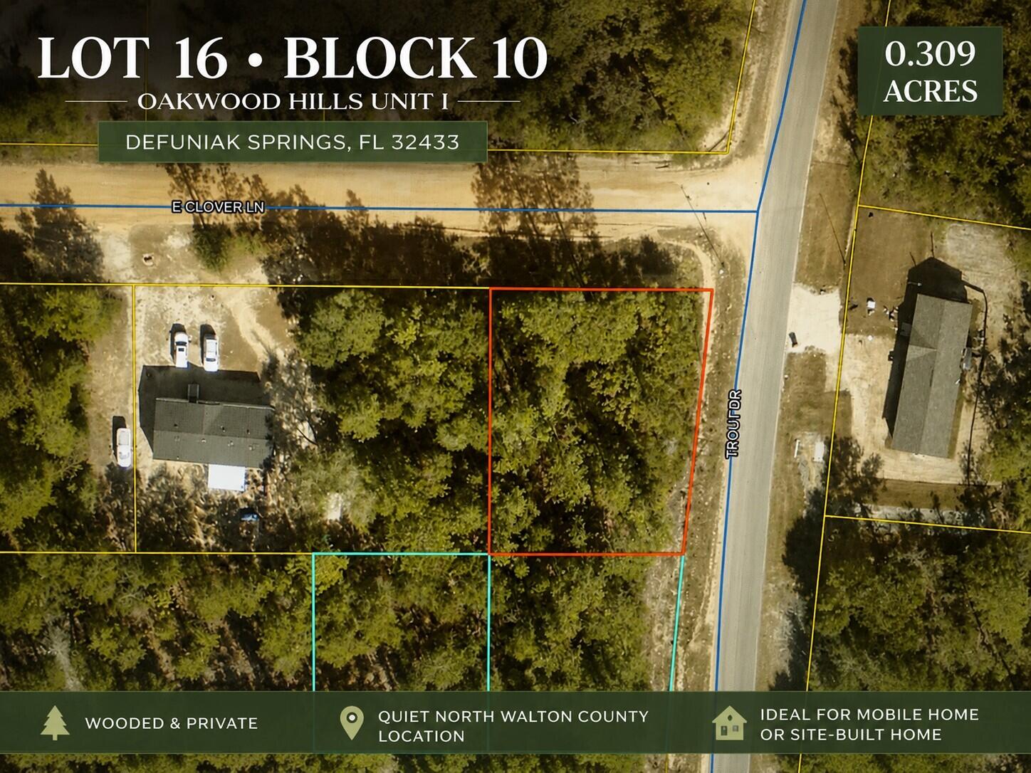 BACK ON THE MARKET-Previous buyer unable to complete the purchase. 

Own a piece of DeFuniak Springs and explore the possibilities for your future! This vacant lot in the Oakwood Hills area offers an affordable opportunity to invest in land with potential for a future homesite, small home, or manufactured/mobile home, subject to all applicable requirements and approvals. There are 15 lots available that can be sold separately or together.

Located approximately 9 miles from charming downtown DeFuniak Springs, where beautiful Lake DeFuniak is surrounded by an approximately 1.2-mile paved walking trail. Enjoy the pier, amphitheater, local comfort food, and Walton County Heritage Museum. Everyday conveniences are close by, including shopping, schools, and gas stations. Starbucks, Walmart Supercenter, and HCA Florida Twin Cities Hospital are approximately 10 minutes away. Whether you are planning for the future or looking to add affordable land to your investment portfolio, this lot is worth exploring. Area is serviced by CHELCO electric and Mossy Head Water Works. No HOA.