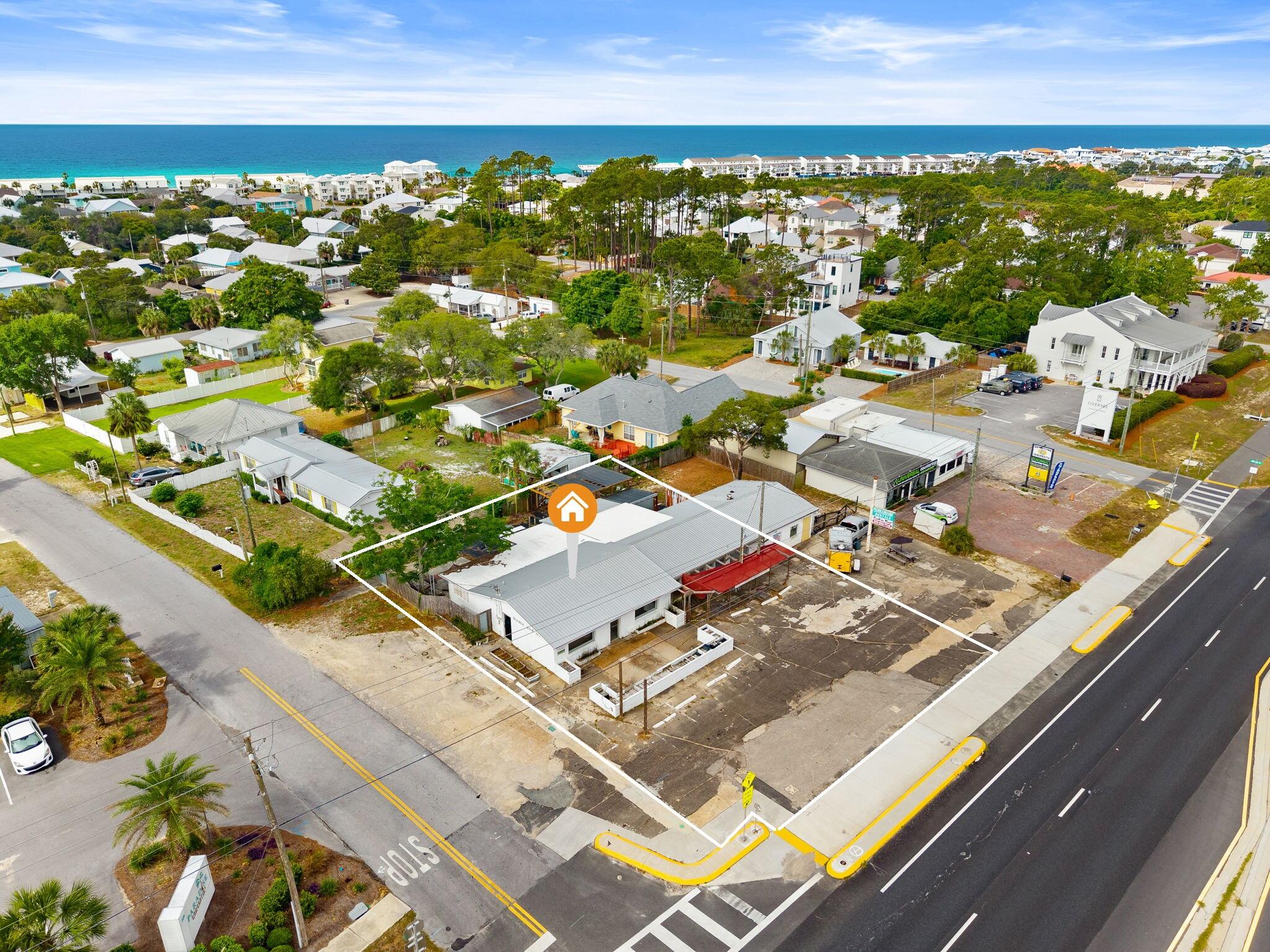 Positioned on a high-visibility corner along Panama City Beach Parkway, this 2,928 sq. ft. commercial building offers a rare opportunity on the rapidly growing west end of Panama City Beach. Zoned C-2 commercial and surrounded by steady traffic flow between Pier Park and 30A, the property delivers exceptional exposure for retail, service, or destination-based businesses.

Sitting on a 0.23-acre corner lot at Sea Breeze Circle, the site provides strong frontage, and easy ingress/egress--ideal for capturing both local and tourist traffic. The existing structure, built in 1982, features central HVAC, tile flooring, and a metal roof, making it functional for immediate occupancy or a strategic renovation.