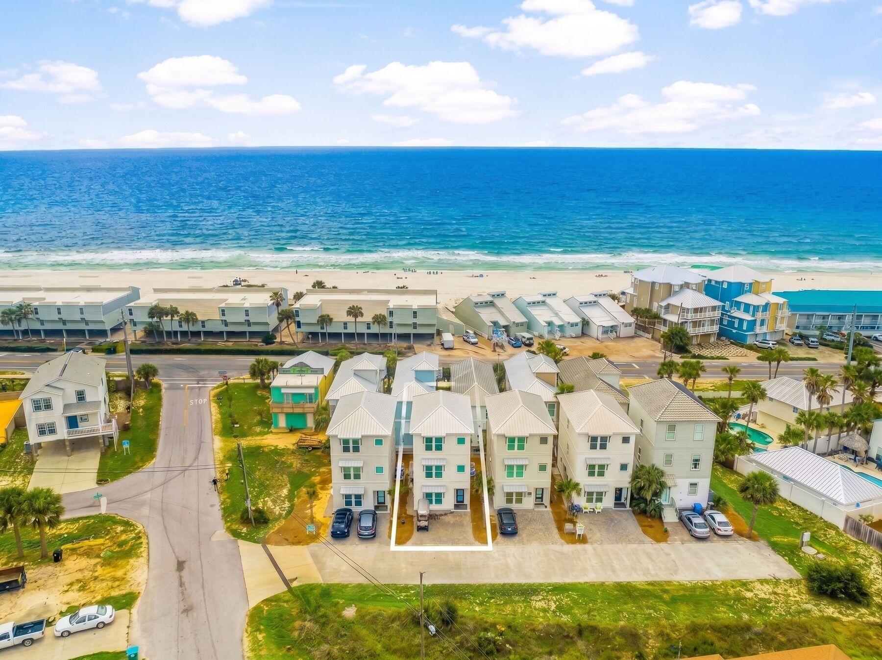 Just across the street from beach access, this professionally furnished four-bedroom residence offers an exceptional opportunity on the west end of Panama City Beach. Located in Inlet Beach Heights just off Front Beach Road, this three-story, 2,041-square-foot home combines a desirable beachside setting with the appeal of an established short-term rental, without the premium of beachfront. The residence features four bedrooms, three-and-a-halfbaths, high ceilings, crown molding, recessed lighting, and durable laminate flooring throughout. The gourmet kitchen serves as the heart of the home, with quartz countertops, an expansive island, and a full suite of appliances. Dual-zone HVAC systems, insulated doors, double-pane windows, and a smart thermostat provide comfort throughout each level. Fully furnished and currently operating as a short-term rental, the property offers flexibility as an income-producing investment or private coastal retreat. Dining, shopping, entertainment, and the 30A corridor are all within easy reach. A well-appointed beach home offering the location, space, and versatility to enjoy as your own or continue as a rental property.