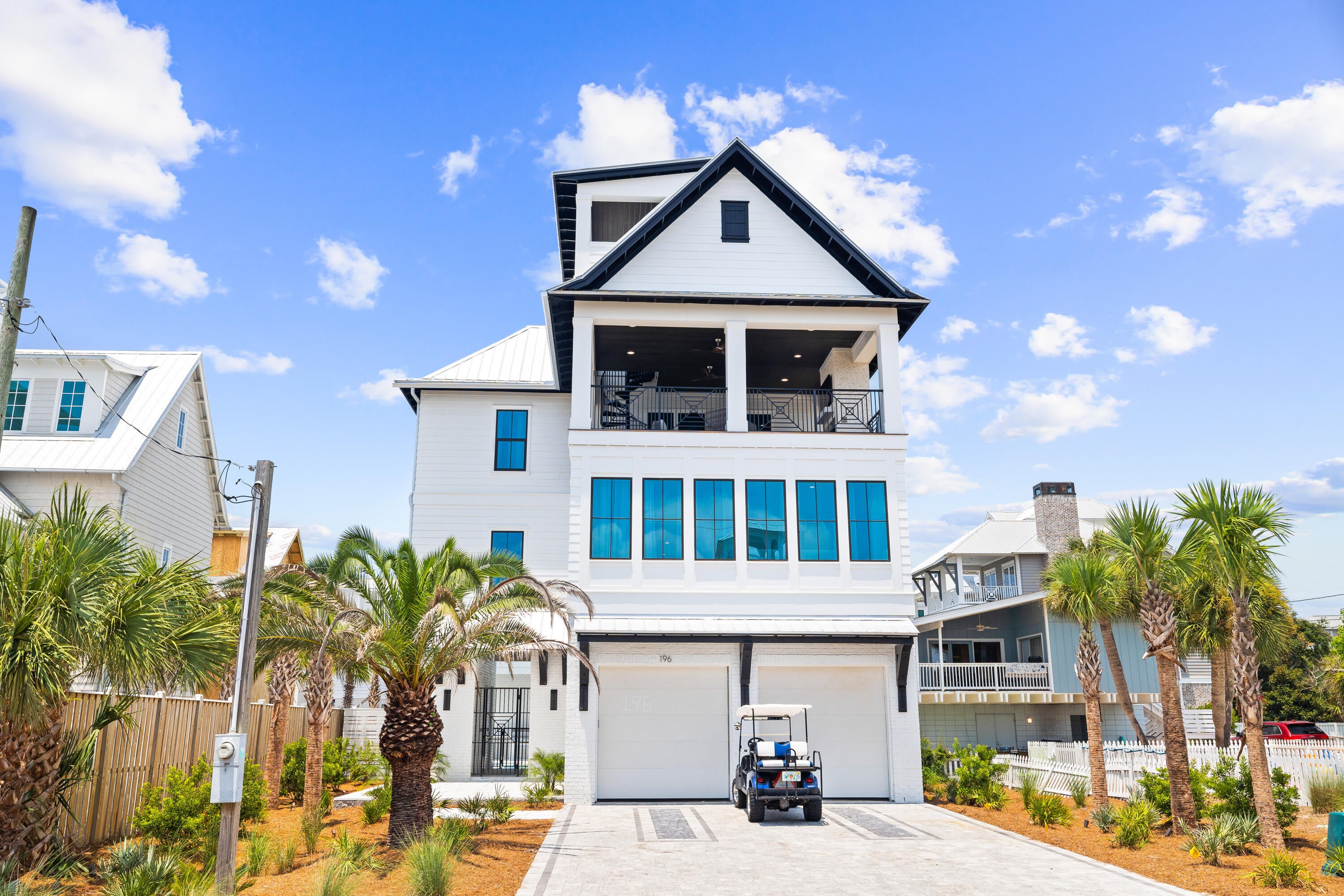 Nestled just moments from the shimmering turquoise waters of the Gulf of America in highly sought-after Inlet Beach, this nearly new coastal masterpiece delivers refined luxury just steps from the sand. Only 100 yards from public beach access, where over a half-mile of pristine white-sand shoreline stretches out before you, none of it private. This fully furnished, rental-ready 6-bedroom, 7.5-bath residence masterfully blends architectural sophistication with effortless coastal elegance and offers the rare benefit of no HOA fees. Quiet yet connected, enjoy the best of 30A while easily avoiding congestion with quick access to US 98 and points beyond.