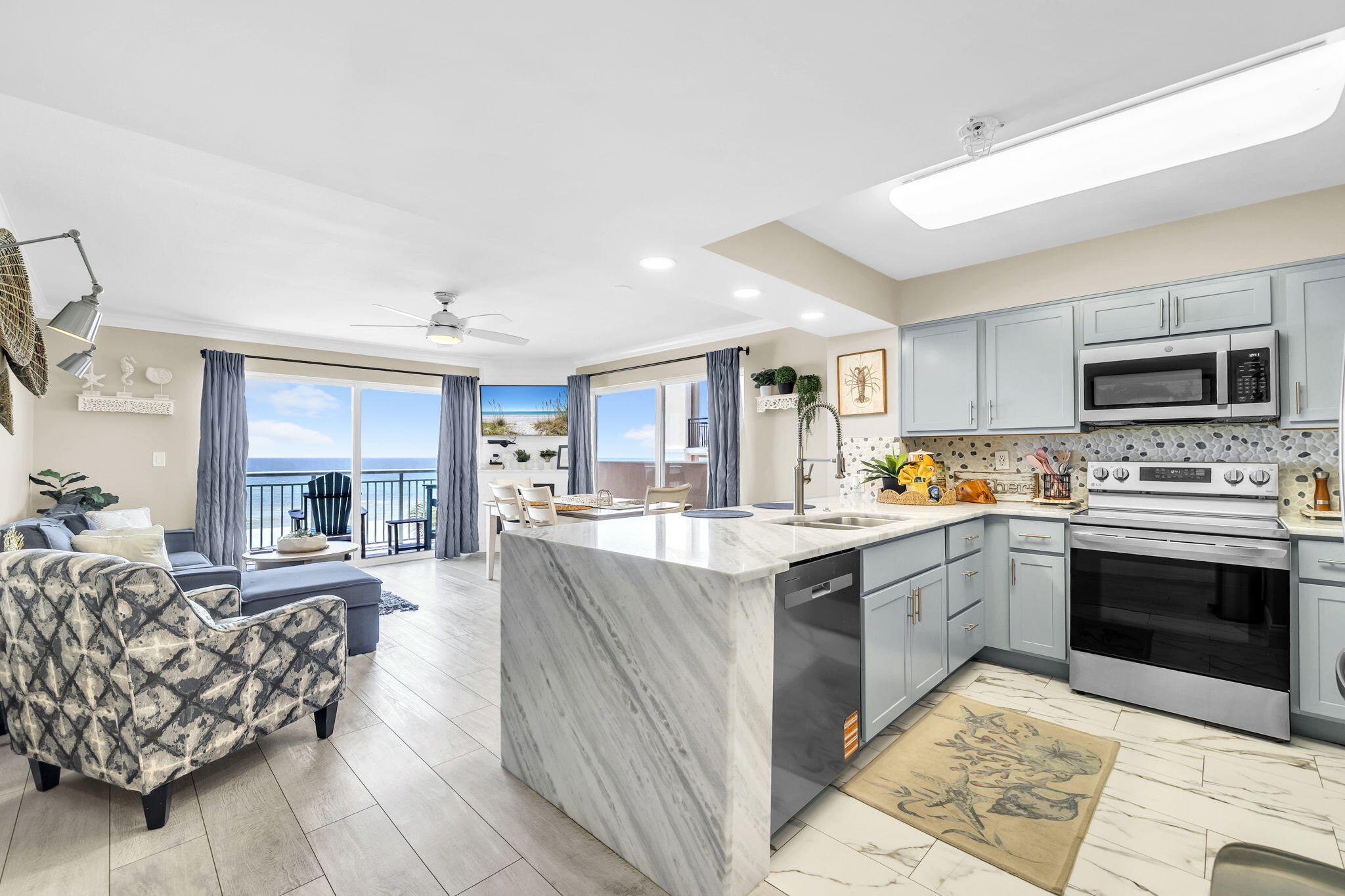An exceptional rental opportunity awaits on coveted Okaloosa Island. This beautifully renovated corner-unit condo offers a turnkey investment with stunning Gulf views all around with and an inviting, upscale atmosphere designed to impress guests.
The property has undergone a comprehensive makeover, thoughtfully incorporating high-end upgrades throughout. Highlights include a beautifully updated kitchen with new appliances, a striking waterfall granite island, an upgraded bathroom featuring designer tile, enhanced interior flooring, calming neutral paint selections, and upgraded lighting fixtures.
All furnishings convey with the property, making this a truly turnkey opportunity that is ready to welcome guests from day one.
The unit is currently projected to gross approximately $69,000 in 2026, with revenue already established for 2027--providing both immediate rental potential and a strong foundation for continued income.
With its prime location, exceptional Gulf views, sophisticated updates, and established rental revenue, this is an outstanding opportunity to own a stylish and income-producing retreat in one of the Emerald Coast's most sought-after destinations.