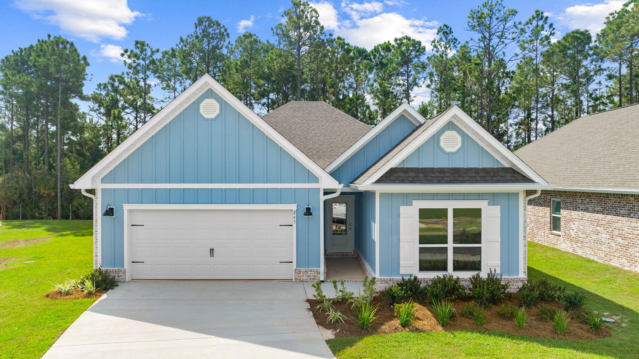 Welcome to 15 Holley Grove Lane, a new home at Holley Grove at Peach Creek, in Santa Rosa Beach Florida. This home is ready for move in and has five bedrooms and three full baths. As you enter the home, you will find a hall leading to two guest bedrooms which share a full bathroom. At the heart of the home, you will find an open concept living area that is brightly illuminated by the many windows and glass back door. An exceptional feature of this home includes EVP flooring throughout, which allows for a seamless transition between rooms.