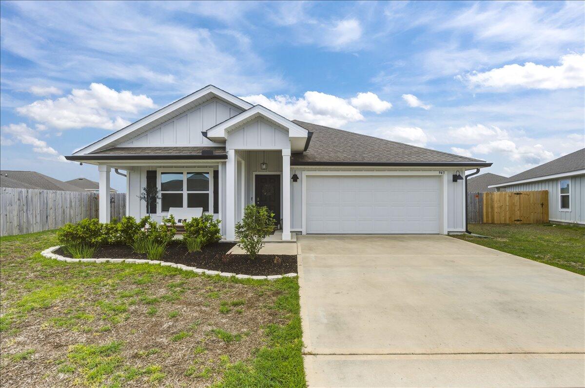 Under Contract with Kick out clause! Built in 2023 and thoughtfully enhanced with stylish, modern updates throughout! This move-in ready home features LVP flooring throughout and a beautifully upgraded kitchen with a tile backsplash and statement drop-down lighting above the island. The dining area adds charm with beadboard paneling and modern wall accents, while both bathrooms feature updated lighting. The spare bath stands out with a striking board and batten accent wall and sleek sliding glass shower door. Enjoy the benefits of paid-off solar, a community pool, and energy savings year-round. Step outside to a spacious backyard with a screened-in patio and extended open patio, perfect for entertaining, pets, or relaxing outdoors.