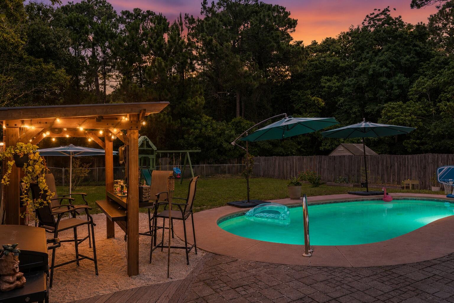 Backyard Tiki Oasis + Renovated + Prime Hurlburt Field Location!

Welcome to 623 Parish Blvd in Mary Esther, where modern updates meet outdoor living at its finest. Situated on one of the larger interior lots in the neighborhood at approximately 0.25 acres, this beautifully renovated 3-bedroom, 2-bath home offers the perfect blend of comfort, convenience, and Florida lifestyle. The home features updated flooring, fresh trim work, a remodeled kitchen, and renovated bathrooms, creating a move-in-ready space that feels both stylish and inviting.

Step outside and discover your own private retreat. The backyard is designed for entertaining and relaxation with a sparkling in-ground pool, expansive paver patio, tiki bar, and café lighting that create an incredible atmosphere day or night. Unlike many pool homes, there's still plenty of yard space remaining for a playground, pets, gardening, or outdoor activities.

Inside, the split-bedroom floor plan provides privacy and functionality, while the open living areas make everyday living and entertaining easy. Whether you're searching for a primary residence, military relocation home, or investment property near the Emerald Coast, this home checks all the boxes.
Conveniently located just minutes from Hurlburt Field, the Intracoastal Waterway, shopping, dining, schools, and some of Northwest Florida's most beautiful beaches, you'll enjoy an easy commute and quick access to everything the Gulf Coast has to offer. The property is located in the Waterford Estates area of Mary Esther and is less than 10 minutes from Hurlburt Field and approximately 15 minutes from the beaches during normal traffic.

Highlights:
Renovated kitchen and bathrooms
New flooring and trim throughout
In-ground swimming pool
Tiki bar and paver patio entertainment area
Café string lighting
Approx. 0.25-acre lot
Plenty of room for pets and play equipment
Split-bedroom floor plan
Minutes to Hurlburt Field AFB
Near the Intracoastal Waterway, shopping, dining, and beaches!