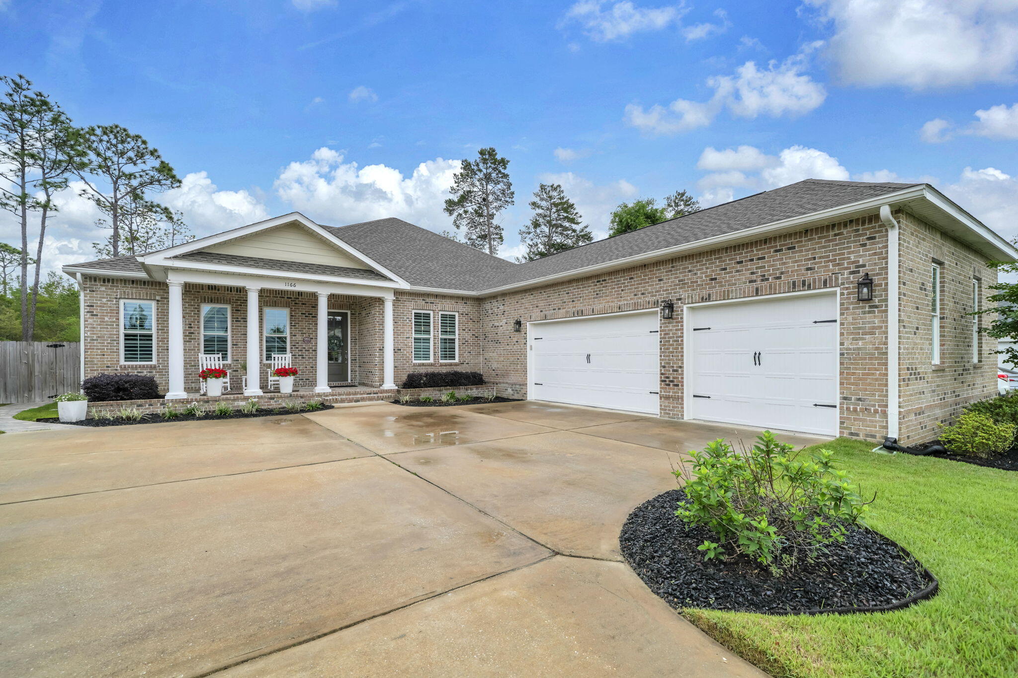 Extremely well-maintained, bright and sunny home featuring 4 bedrooms (or 3 with an office), 2.5 baths and a 3 car garage located on a wooded lot! Beautiful, open floor plan with LVP flooring in all living areas and tile in wet areas and whole home plantation shutters. The living room, dining area and kitchen flow together making for easy entertaining. The beautiful kitchen, with plenty of white cabinetry and quartz countertops, boasts stainless steel appliances, including a gas stove, center island and upgraded stone backsplash and stone around the large, center island. Sellers have also had customized built-ins done in the walk-in pantry! The laundry room has lots of cabinet space for storage as well as a utility sink, folding and clothes hanging area. The primary suite is a perfect size and leads to a wonderful primary bathroom with double vanity, large shower, water closet and master closet. Just off the living room is an office with glass, French doors, and a closet (can be a bedroom). The additional bedrooms (3 and 4) have great sized closets and there is another full bath with double vanity and tub/shower combo as well as a 1/2 bath!! Out back you'll find a screened in porch which then leads to a privacy fenced yard. Sellers have added a beautiful, brick-paved patio and walkway that leads to the front yard. The paved patio has a pergola and provides shade and a cozy area for outdoor living. Even better, this premier lot is wooded with no homes behind. To top off this special residence is a 3 car garage with epoxy floor keeping stains and spills at bay and cleaning is a breeze! Come take a look today!