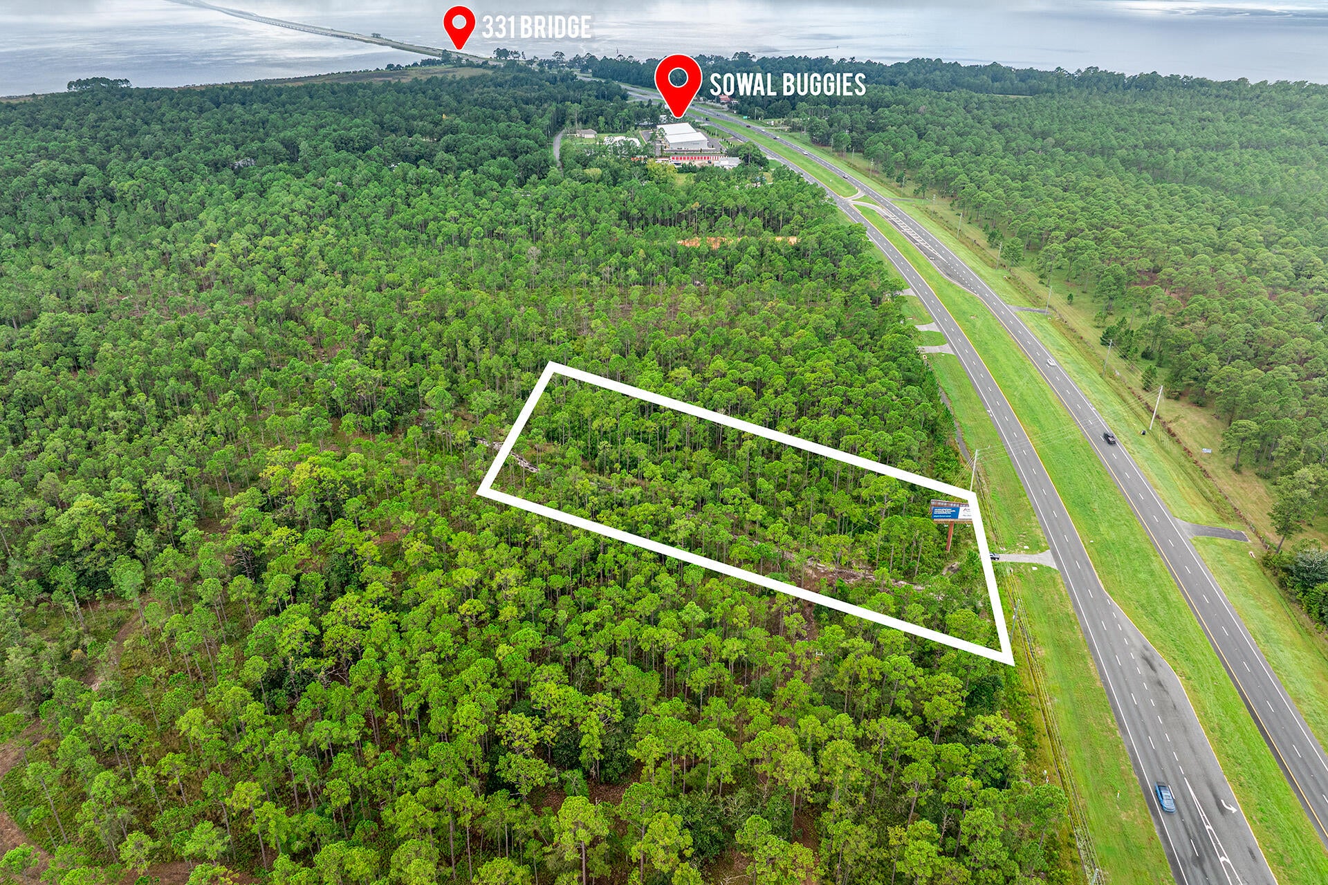 Secure a high-profile footprint at the epicenter of growth along the coveted Highway 331 corridor. This expansive 3.59-acre parcel offers a rare opportunity for unparalleled brand exposure, boasting significant road frontage (Approx. 260lf) and visibility to over 35,000 vehicles daily.
Strategically located just six miles from the pivotal Highway 98 intersection, the site features a level, buildable topography--a perfect blank canvas for flagship retail, professional offices, or a high-end service center. Capitalize on the region's upward trajectory Reach out today for more details.