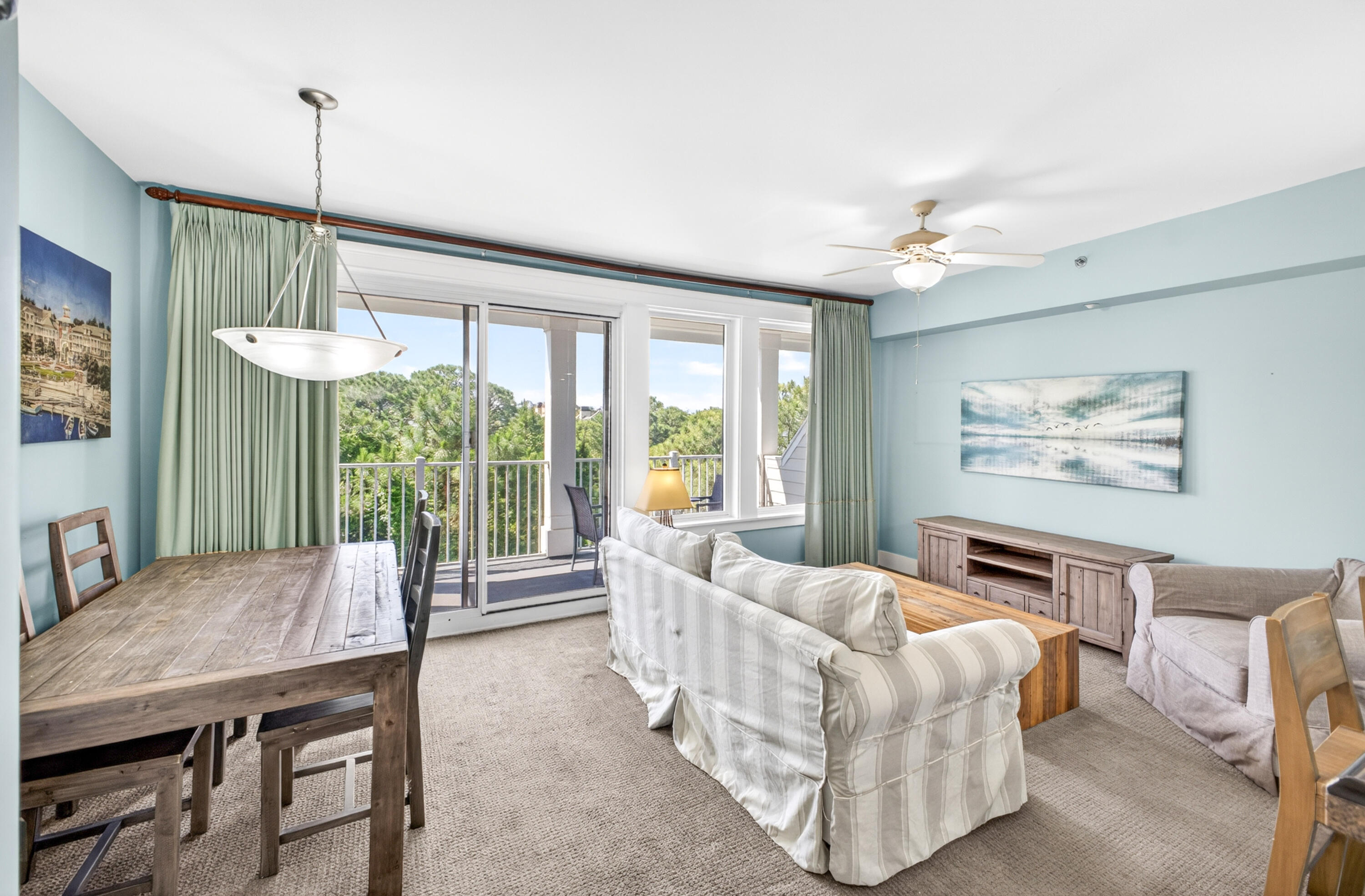 Discover relaxed coastal living in this beautifully furnished condo at Lasata within the prestigious Sandestin Golf and Beach Resort. Featuring soothing coastal tones, granite countertops, spacious living areas, and an oversized covered balcony, this inviting residence offers the perfect blend of comfort and resort-style charm. The open-concept layout flows effortlessly from the kitchen and breakfast bar into the dining and living spaces, creating an ideal setting for entertaining or unwinding after a day at the beach.

The spacious primary suite provides a peaceful retreat with a king-size bed, large windows overlooking the lush natural surroundings, and a generously sized en-suite bath with double vanities and granite countertops. Guests will appreciate the comfortable living accommodations and the tranquil backdrop of mature greenery with glimpses toward the bay from the expansive balcony.

Located within the Grand Complex and adjacent to the vibrant Village of Baytowne Wharf, Lasata owners and guests enjoy easy access to dining, shopping, nightlife, festivals, and entertainment. Community amenities include a resort-style pool, hot tub, fitness center, and access to the exclusive Solstice Club -- a private owners-only retreat featuring grills, a screened porch with a gas fireplace, indoor bar, flat-screen TV, and comfortable indoor and outdoor seating areas. Whether you are searching for a full-time residence, vacation getaway, or investment opportunity, this Lasata condo offers an exceptional opportunity to enjoy the Sandestin lifestyle.

In addition, Hotel Effie is just a few steps away with a rooftop pool and bar and fine dining at Ovide. Owners also have access to the private Solstice Club, an amenity for owners and their guests, featuring grills, screened porch with gas fireplace, indoor bar, flat screen TV and comfortable seating inside and out.
As an introduction to the Sandestin lifestyle, we invite our new owners to explore amenities that make Sandestin special. The listing brokerage and seller(s) are presenting the buyer(s) of this property with (2) 90-minute rounds of Tennis court time, a golf foursome at one of our three championship courses, and a round of golf for up to four (4) players at the unrivaled Burnt Pine Golf Club.

Sandestin Golf and Beach Resort feature more than seven miles of beaches and pristine bay front, four championship golf courses, 15 world-class tennis courts, a 226-slip marina, a fitness center, spa and celebrity chef dining. Shop, dine and play at the charming pedestrian village, The Village of Baytowne Wharf and more. Inside the gates of the resort, residents enjoy a balanced lifestyle of high-class living, spanning the 2,400 acres from the beach to the bay. Everything within the gates of the resort is accessible by golf cart or bicycle. The entire resort is interconnected by miles of pedestrian, bike and golf cart paths that weave through groves of live oaks, meandering past natural lagoons, fountains, man-made lakes, and meticulously landscaped fairways.