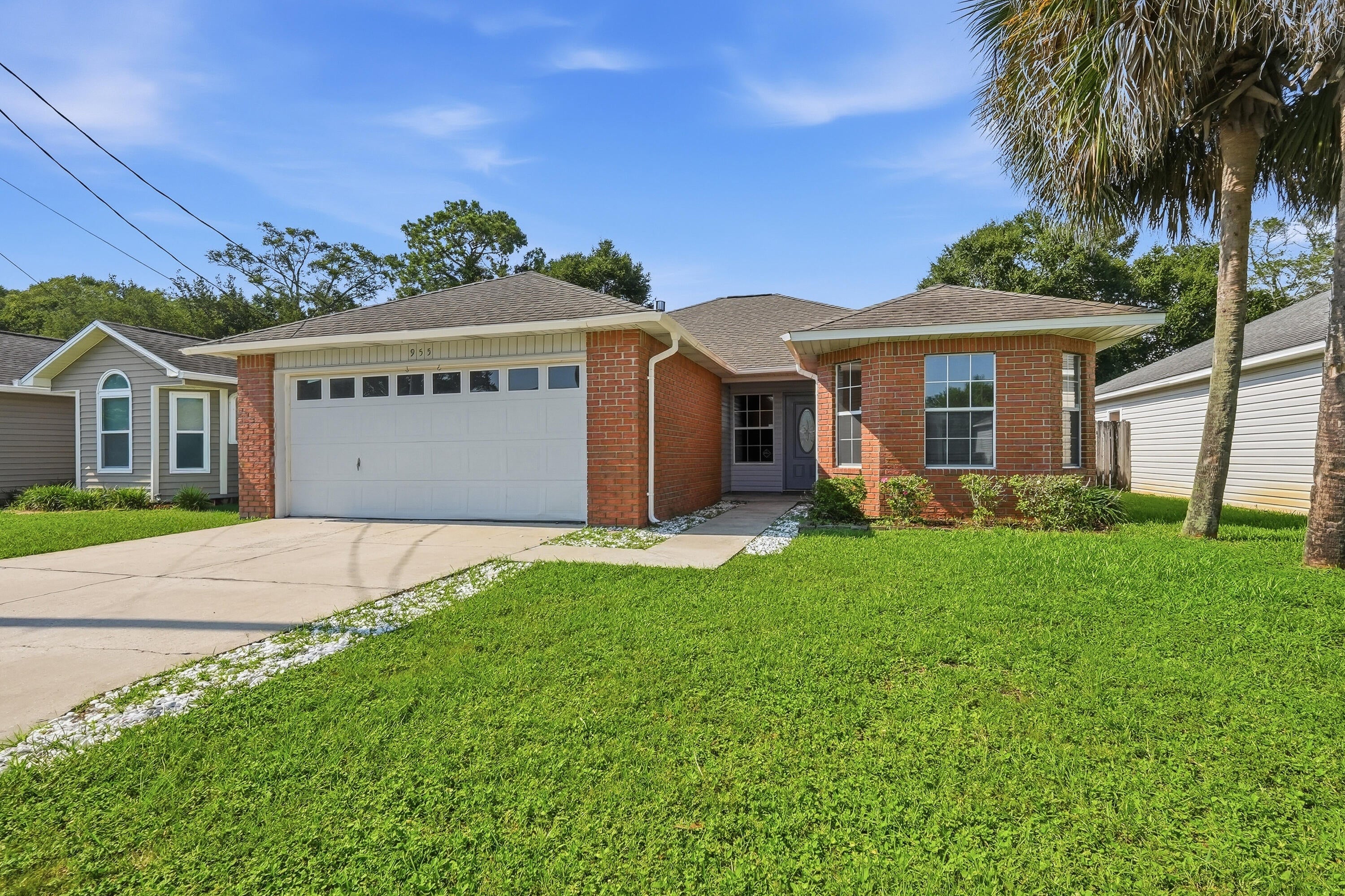 Welcome home to this charming split floor plan conveniently located just minutes from Hurlburt Field and Eglin Air Force Base. The spacious living room features beautiful laminate flooring, a ceiling fan, and an inviting open layout that's perfect for relaxing or entertaining.

The adjoining dining area overlooks the backyard and flows seamlessly into the kitchen, complete with granite countertops, a stylish slate tile backsplash, and ample cabinet space for all your cooking needs.

The private primary suite offers a bright and airy retreat with direct access to the backyard patio, creating the perfect spot to enjoy your morning coffee or unwind in the evening. The en-suite bathroom is filled with natural light, while the secondary bathroom showcases attractive slate tile flooring and wall accents.

Additional features include a convenient laundry room located just off the two-car garage, a backyard storage building for extra space, and a low-maintenance backyard designed for easy upkeep. Nestled on a low-traffic street, this home offers comfort, convenience, and an ideal location close to shopping, dining, schools, and the Emerald Coast's military bases. Pets considered with application. Contact us today for a showing!