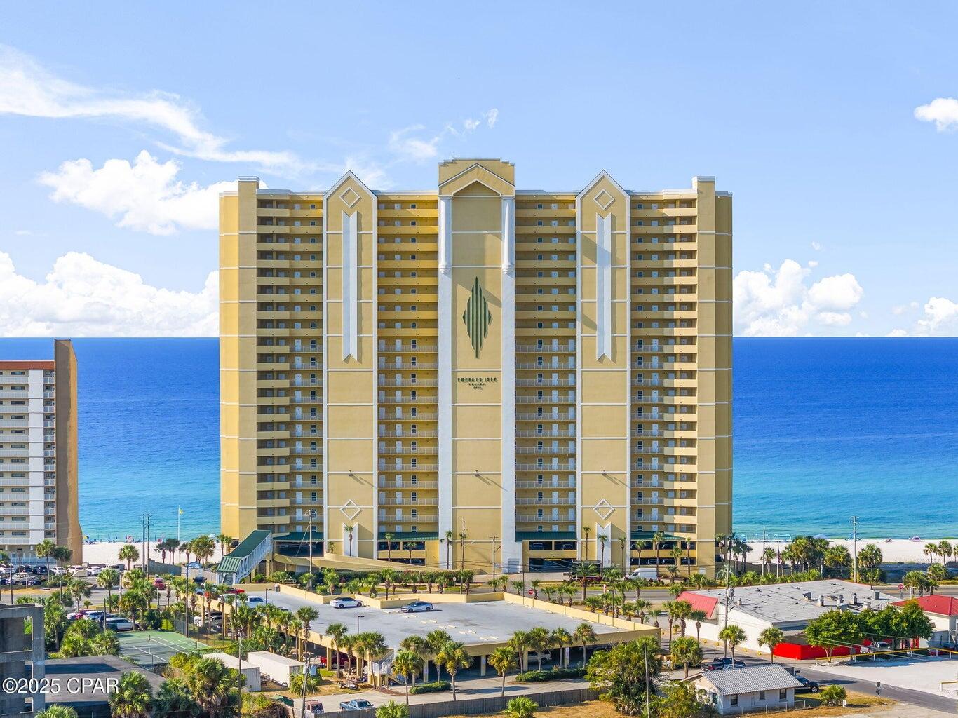 Motivated Seller says bring ALL offers. Welcome to Emerald Isle Resort, one of the most sought-after Gulf-front communities on the quiet West End of Panama City Beach. Known for its exceptional management and meticulous maintenance, Emerald Isle offers resort-style living with premier amenities including two pools (one seasonally heated), hot tub, fitness center, sauna, and ample parking.
Unit 2104 is a spacious 2-bedroom, 2-bath Gulf-front condominium that includes a deeded garage parking space conveniently located on the 3rd floor. This well-designed unit features an oversized 10x28 balcony offering breathtaking sunrise views to the east and spectacular sunset views to the west. The Gulf-front primary suite includes direct balcony access, creating the perfect coastal retreat.

Interior features include stainless steel appliances, premium kitchen counters and vanity tops, reverse osmosis water system, a walk-in shower in the primary bath, and a newly updated guest bath tub/shower combination. A private exterior storage closet located just outside the entry door provides additional convenience for beach gear and owner storage.Offered unfurnished, this condo presents an excellent opportunity to customize and update to your own personal style with new flooring and paint. Whether you are seeking a primary residence, second home, or investment property, this unit offers outstanding potential with projected rental income up to $40,000 annually. BUYER TO VERIFY ALL IMPORTANT DETAIL