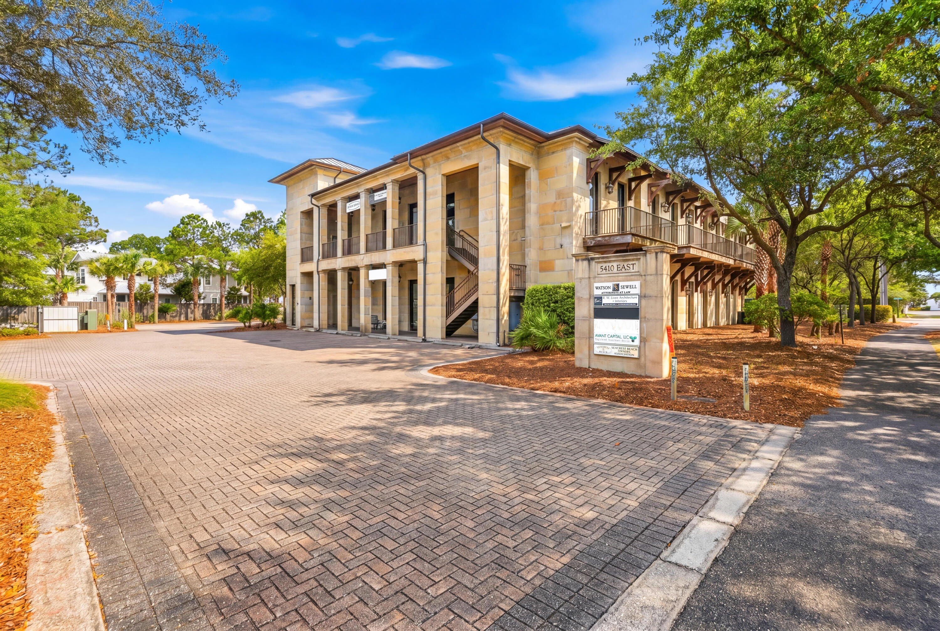 Rare opportunity to lease commercial space directly along Scenic Highway 30A in Seagrove Beach. Located on the corner of Lakewood Drive and 30A, adjacent to WaterSound West Beach, this first-floor office space offers exceptional visibility, flexibility, and long-term potential in one of the most desirable stretches along the Gulf Coast.

Recently renovated and updated, the space is bright, functional, and thoughtfully designed with multiple private offices, conference rooms, collaborative flex areas, a full kitchen, and integrated sound technology throughout. Large windows bring in natural light throughout the space, creating a professional yet welcoming atmosphere for both clients and teams. The property offers approximately 4,964 square feet and can be subdivided into three separate spaces, creating additional opportunities for future use, investment flexibility, or multi-tenant occupancy.

Positioned in a high-traffic area with strong exposure to both vehicle and pedestrian traffic, this is a rare chance to secure commercial space in the heart of Seagrove Beach with location, visibility, and versatility that are increasingly hard to find along 30A.