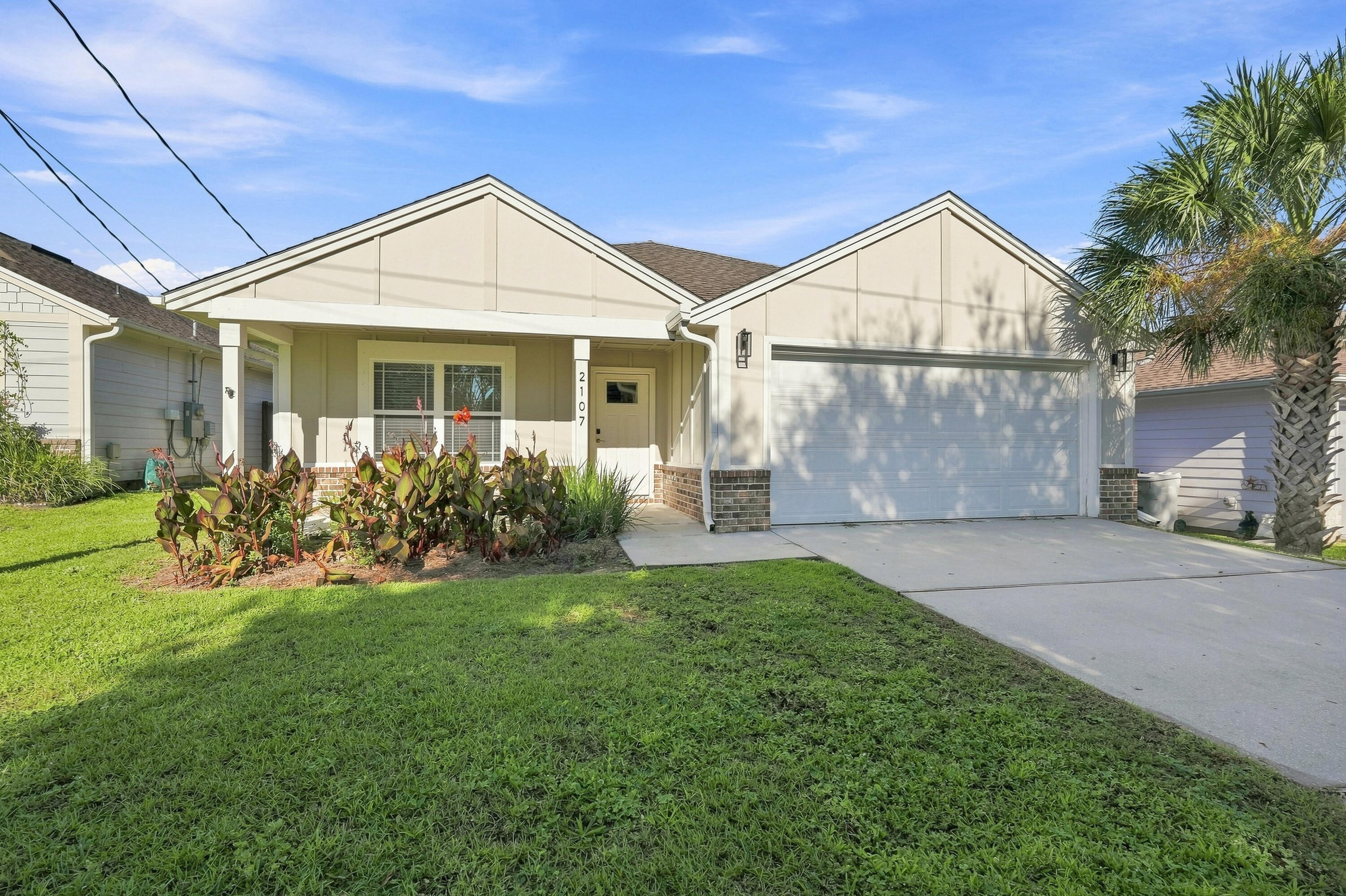 Enjoy newer construction in a convenient Navarre location just north of Hwy 98, with easy access to Hurlburt Field, Navarre Beach, shopping, dining and everyday conveniences. This 3-bedroom, 2-bath home offers a spacious split-bedroom floor plan designed for comfortable, low-maintenance living. The wide-open main living area features vaulted ceilings, recessed lighting and 12x24 tile throughout the living and wet areas. The kitchen flows seamlessly into the dining and living spaces, creating an inviting layout for entertaining or relaxing at home. The private primary suite features direct access to the backyard, a walk-in closet, double vanity and garden tub/shower combination. Step outside to the covered back patio and enjoy a manageable backyard with just enough space for pets, grilling or relaxing without spending your weekends on yard maintenance. A great opportunity for buyers looking for a newer home with a functional floor plan in a convenient Navarre location near Hurlburt Field, beautiful beaches, dining and shopping!