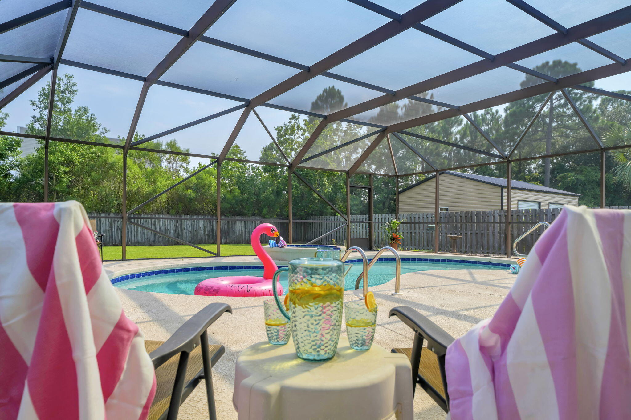 Under contract, seller accepting back up offers! SELLER WILL PAY 10K TOWARD BUYER'S CLOSING COSTS!   Coastal Living with No HOA - Private Pool, Spacious Lot & Golf Cart ride to the Beach!
Welcome to your own slice of paradise, perfectly situated just minutes from the sugar-white sands and emerald waters of the Gulf, as well as the beautiful bay. Nestled on a generous 0.299-acre lot with no HOA, this beautifully maintained 3 bedroom, 2 bath home offers the ideal blend of privacy, comfort, and convenience.
Designed for Florida living, the backyard is a private retreat featuring a gorgeous heated pool with screen lanai, perfect for year-round entertaining or relaxing after a day at the beach. A privacy fence surrounds the spacious yard, offering plenty of room for pets, play, or additional outdoor living.
Inside, you'll find a thoughtfully designed floor plan highlighted by a remodeled primary bathroom and a private sitting room off the primary suite--ideal for a home office, reading nook, nursery, or personal retreat.
Major updates provide peace of mind, including a new roof, windows, and HVAC system (2020), while the Generac whole-home generator & gas water heater installed in 2021 ensures you're prepared in any season.
Located in a golf cart-friendly neighborhood, you're just a short ride to the beach and only minutes from local restaurants, shopping, entertainment, and everything the Emerald Coast has to offer.