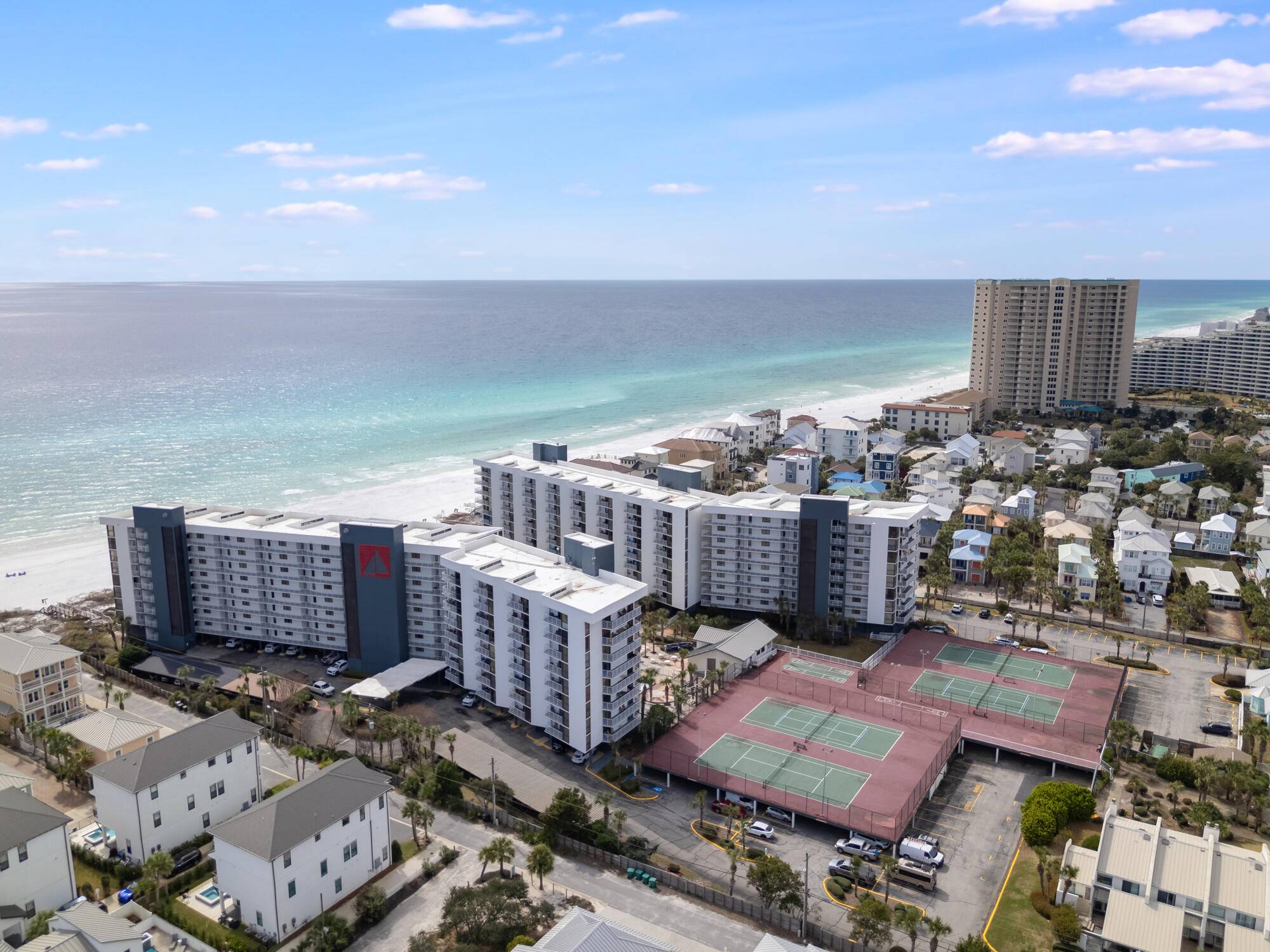 Fully furnished and turnkey, this beautifully situated 2-bedroom, 2-bath corner residence is located in the highly desirable beachfront community of Mainsail in Miramar Beach, Florida. This light-filled unit features two spacious balconies--one offering beautiful Gulf views and the other overlooking the tennis courts, making it an ideal retreat for tennis enthusiasts.

With deeded private beach access, this property delivers the perfect blend of coastal living and investment potential. Mainsail is a well maintained, amenity-rich community offering approximately 700 feet of private beach frontage, two swimming pools, tennis courts, a fitness center, a grilling area, covered parking, and 24-hour gated security.

Designed for immediate enjoyment or rental income, the unit is fully furnished and rental-ready. Additional peace of mind comes from a newer HVAC system installed just a few years ago. Buyer and Buyers Agent to verify all information for accuracy.