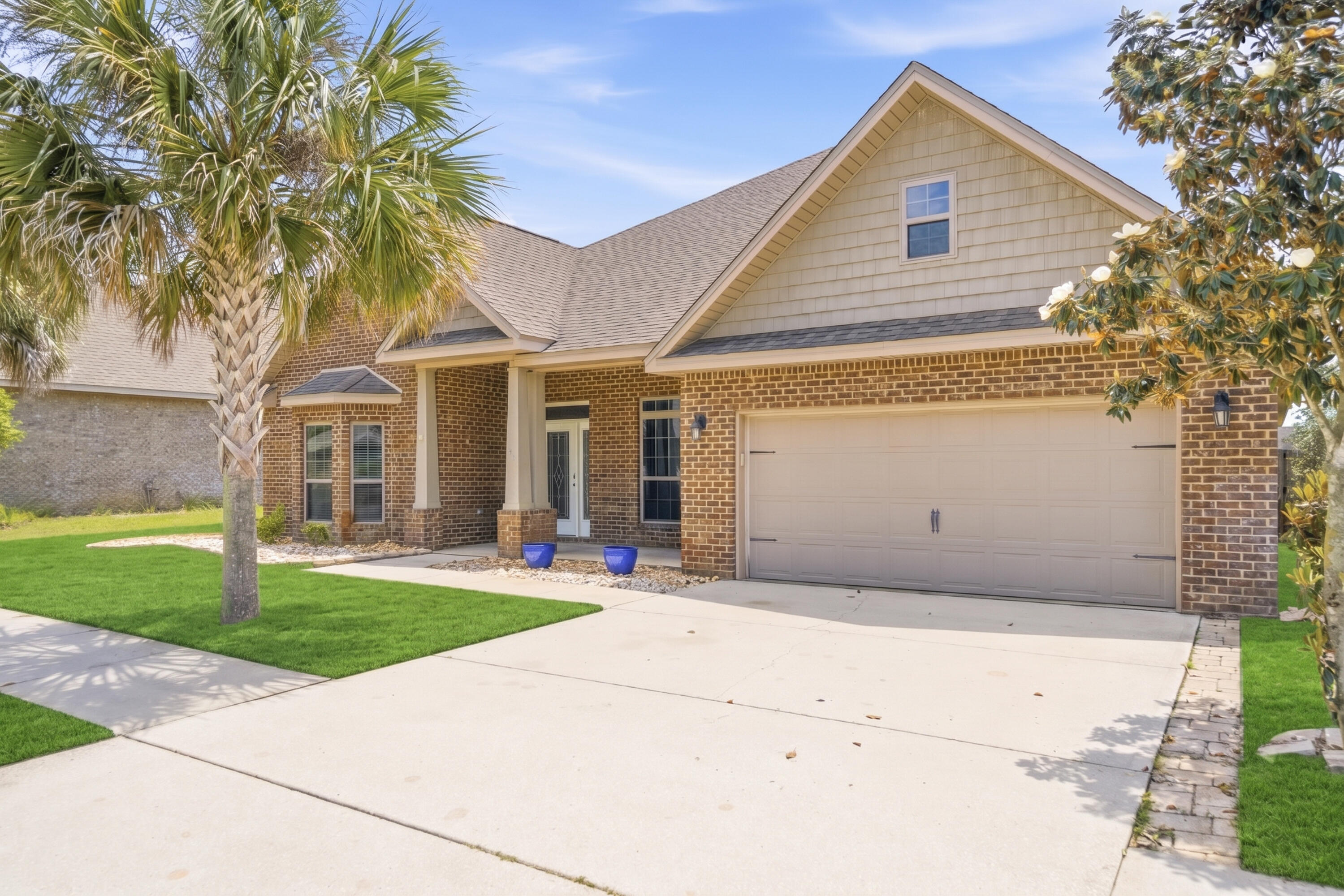 This beautiful 5 Bedroom + office sits on a .42 acre lot and has a 720 sq ft garage that fits 3-4 vehicles! The 3,086 sq ft Brianne floor plan offers an open layout and spacious fenced backyard with plenty of room for a pool. Peach Creek is a charming neighborhood that is conveniently located minutes from 30A beaches, schools, restaurants, boutique shopping, golf, beach clubs, and only 5 miles from iconic Seaside. Peach Creek residents are known for their holiday decor and welcoming community spirit. Enjoy beach days, biking the neighborhood, and walks along scenic 30A. Inside, the gourmet kitchen features an extra-large island for additional seating and storage, granite countertops, beautiful cabinetry, glass cooktop, built-in wall oven and microwave, and designer vent hood. The breakfast area is perfect for casual meals! 

The spacious primary suite is separated from the other bedrooms, has its own access to the screened-in porch, and has an en suite with soaking tub, tiled shower, double vanity, and huge walk-in closet. This well-designed layout has two guest bedrooms and a full bathroom located next to the office, and two additional guest bedrooms with a full bathroom off the breakfast area. There are 3 hallway closets--more storage than you will ever need! Additional features include wood laminate flooring in main living areas, ceramic tile flooring in bathrooms and laundry, crown molding, tray ceilings, huge walk-in pantry, and dedicated laundry room. Schedule a showing today! Buyer to verify all pertinent information, including dimensions and lot size.