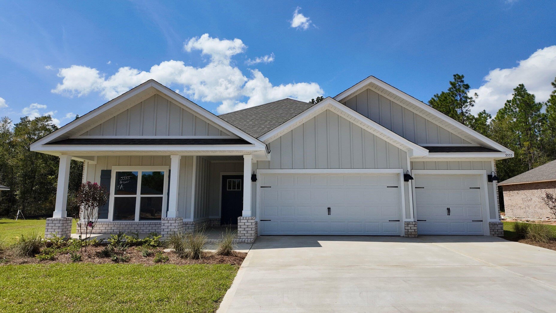 Welcome to Hammond Place! Offering residents use of a beautiful community playground, dog park, walking trails, and disc golf! The Destin is a spacious 4 bed, 3 bath single story home offering over 2,300 sq ft with a 3-car garage. The open-concept kitchen includes stainless steel appliances, and a center island that flows into the living room and adjoining breakfast area. The living room offers a back door which opens to a sizable, covered porch. Quartz countertops in the kitchen and bathrooms. This highly desirable home comes standard with a Smart Home Technology package with several Smart devices for your convenience. Hurricane fabric window and door protection is standard. Stylish classic, timeless curb appeal, and located in a fast-growing location with easy access to the Interstate.