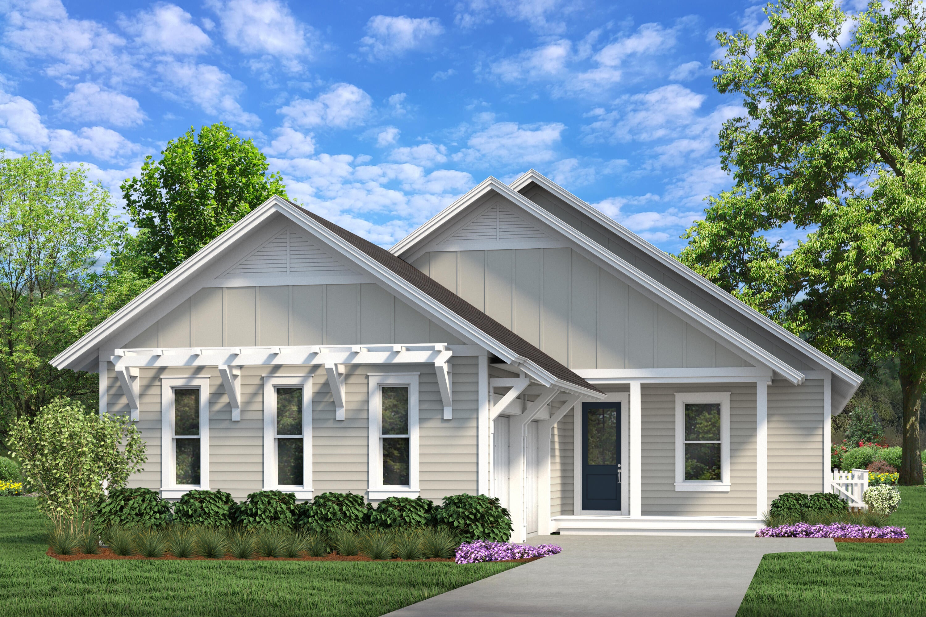 Introducing the Victor plan in the Powell Landing East neighborhood of Watersound Origins. Situated on an corner homesite with builder-installed privacy fencing and landscape buffering, this single-level home offers approximately 2,448 square feet with four bedrooms, four and a half bathrooms, and a two-car garage.

The foyer opens into an expansive living area where the kitchen, dining area, and great room flow together beneath 10-foot ceilings. A 16-foot sliding glass door extends the living space to the covered rear lanai, creating a seamless indoor-outdoor connection. Interior finishes include luxury vinyl plank flooring, coastal trim details, a floor-to-ceiling nickel gap accent wall in the living room, and 8-foot solid-core raised-panel interior doors.

The kitchen is designed for both everyday living and entertaining, featuring an enlarged center island with additional storage, ceiling-height cabinetry with illuminated glass display cabinets, quartz countertops with a matching full-height quartz backsplash, under-cabinet lighting, and a premium stainless steel appliance package including a 36-inch gas range, vent hood, microwave drawer, refrigerator, and dishwasher. An expanded beverage station with an under-counter wine cooler, additional cabinetry, and extended countertop provides additional serving and storage space.

The primary suite is privately located at the rear of the home and includes direct access to the covered lanai, a spacious walk-in closet, dual vanities, a soaking tub, and a walk-in shower with a handheld fixture. Three additional bedrooms, including a flexible fourth bedroom suitable as a study or guest room, each have convenient access to full bathrooms.

The covered rear lanai includes a built-in outdoor kitchen with NatureKast cabinetry, matching countertops, a Coyote natural gas grill, and vent hood. Privacy fencing and mature landscape buffering enhance the outdoor living area while maintaining a comfortable setting for year-round enjoyment.

Additional features include integrated speakers in the great room and lanai, prewiring for wireless access points and exterior security cameras, impact-rated windows and exterior doors, and a tankless gas water heater.

Located in Powell Landing East within Watersound Origins, residents enjoy convenient access to Watersound Town Center, Origins Golf Course, and Village Commons, featuring a resort-style pool, fitness center, tennis and pickleball courts, sand volleyball court, miles of walking and biking trails, and pedestrian trail access to Lake Powell for kayaking and paddle boarding.

Estimated completion: TBD.