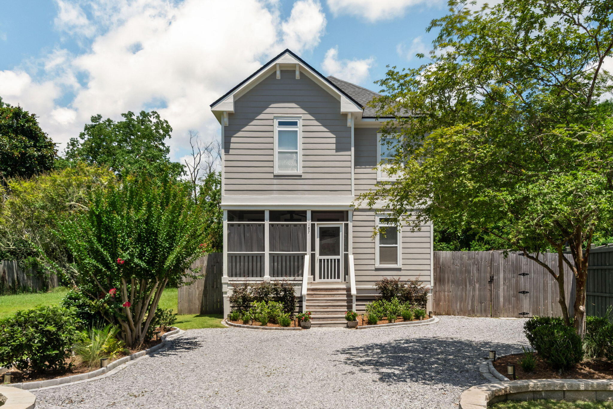 NO HOA, Unique home with first-floor primary suite, major NEW 2024 updates and nearly 2,000 square feet in Santa Rosa Beach! This distinctive two-story Florida cottage is just minutes to Gulf beaches and within walking distance to Cessna Landing Park and its boat ramp to Choctawhatchee Bay. NEW roof, NEW A/C and NEW water heater in 2024 offer peace of mind. Inside, high ceilings, crown molding, transom windows, recessed lighting and gorgeous hardwood floors create a bright, welcoming feel. The kitchen features custom cabinetry and bronze fixtures with cottage flair. The spacious first-floor primary bedroom opens to the wraparound deck overlooking the newly landscaped, privacy-fenced backyard. Upstairs are two additional bedrooms plus a large loft ideal for an office, library or playroom. Abundant storage includes space behind the primary walk-in closet and a walk-in attic. Hardie board exterior, screened front porch with wood ceiling, wraparound deck, storage shed, and recently painted exterior trim and much of the interior. Sidewalk improvements along Hwy 393 offer biking options toward the Gulf. Convenient to 30A, Grand Boulevard, Sandestin, Silver Sands Outlets and Destin.