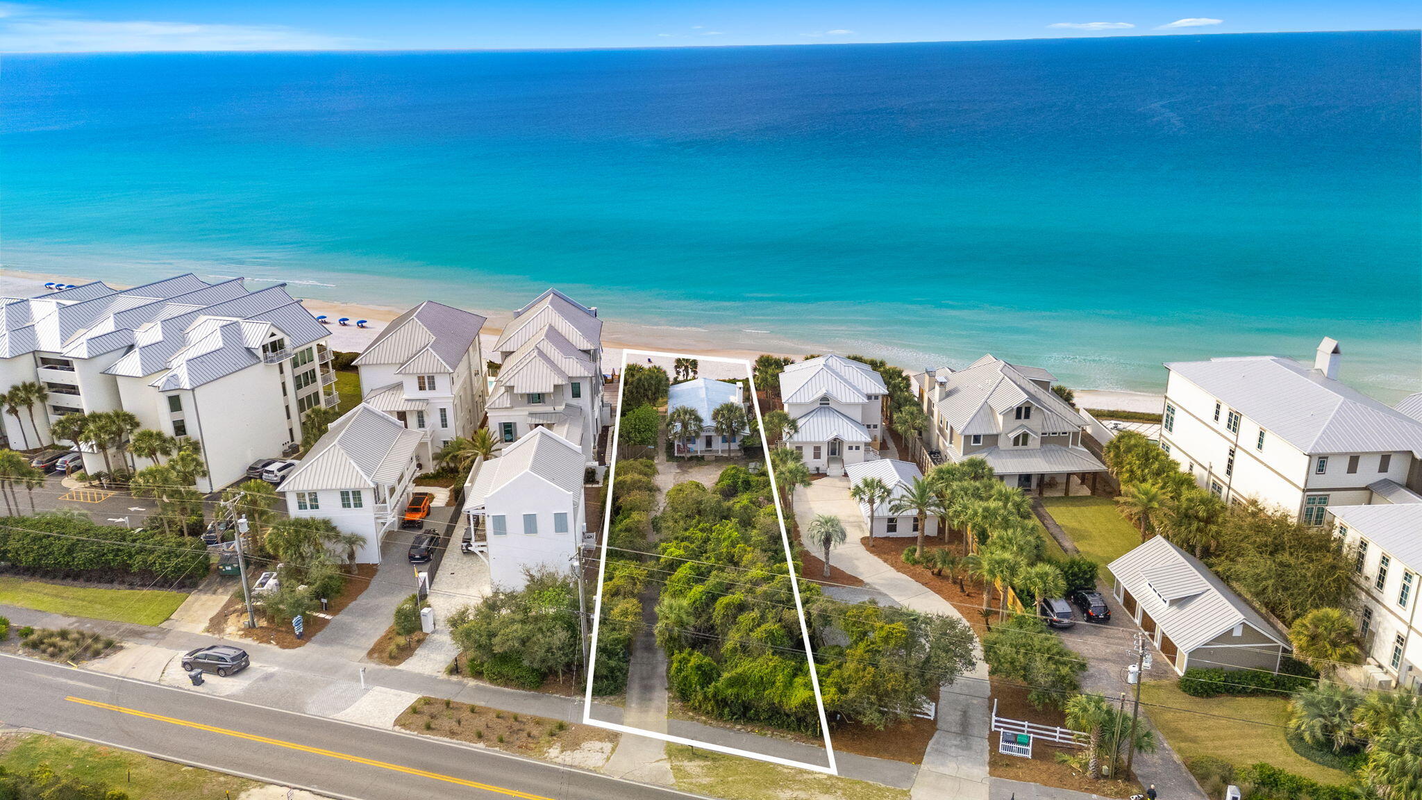 Deep 352' lot with 59' of private Gulf frontage located on the east end of 30A just west of Alys Beach.  Lot has a small 2 bed 2 bath existing block home - tear down and build your dream home or next investment.