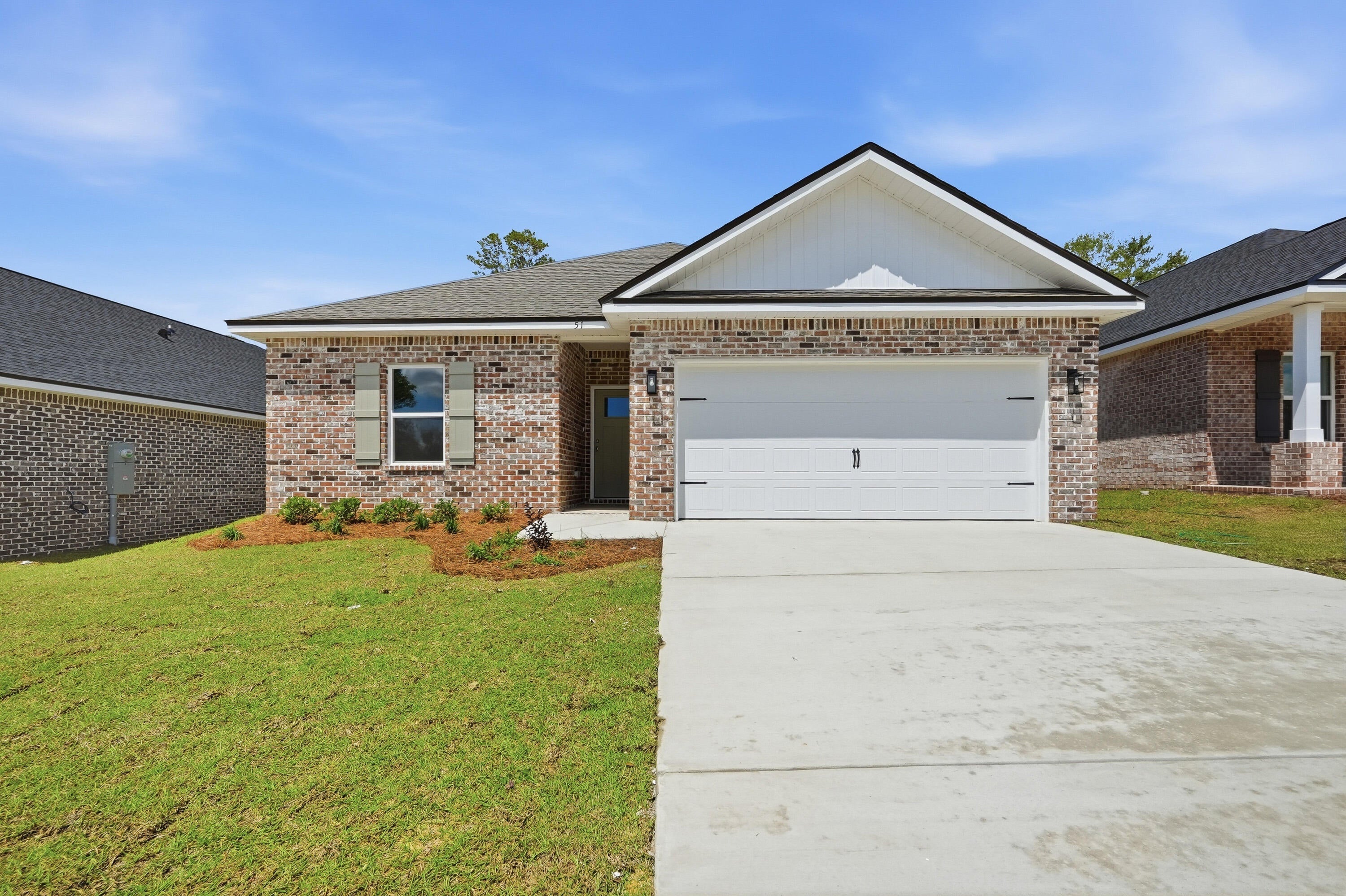 'MCCARTHY ESTATES - NEW - ONE STREET SUBDIVISION - CONVENIENTLY LOCATED NEAR SCHOOLS - LATE SEPTEMPER COMPLETION - ALL BRICK 'CARTER' floor plan has just under 1300 SF of living space designed for functional everyday living.  Foyer area opens to raised ceiling family gathering space overlooking cozy dining/kitchen.  Quartz work island w/bar seating, corner walk-in pantry, white shaker cabinets with soft close drawers & doors, laundry room has space for freezer or bench, finished 2-car-garage.  Luxury vinyl plank flooring in all common areas, carpet in bedrooms.  Owner's bath has double vanities, linen storage, shower only with walk-in closet in bedroom.  Fully landscaped yard and rear patio for entertaining.  Seller will contribute up to $12,000 towards buyers closing costs/prepaids/rate buydown (restrictions apply, call for details).  Photo of similar sold home elevation will vary, interior/exterior colors & finishes will vary as well.