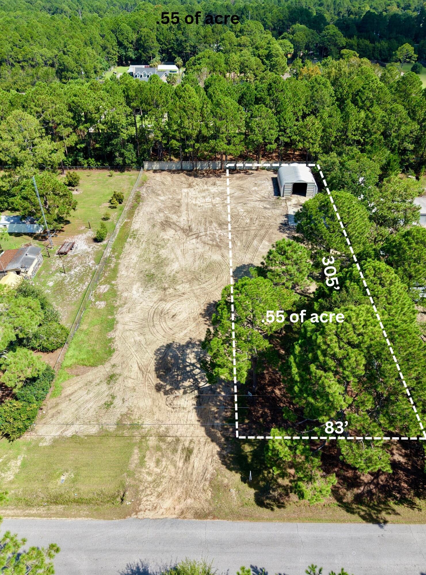 CLEARED .56-ACRE LOT WITH 30x40 SHOP -- NAVARRE

Cleared and ready for construction, this approximately .56-acre lot offers a 30x40 metal shop on a concrete slab with approximately 1,200 SF of usable space. The property is Flood Zone X, has no wetlands, and requires no major clearing or dirt pad work.

City sewer & water is available, and the lot has established road frontage and access. The existing shop provides excellent space for storage, equipment, a workshop, boat or RV while you build--or continued use after construction.

Buyer to verify all building requirements, dimensions, utilities, setbacks and intended use with Santa Rosa County and applicable utility providers.

Additional Parcel Available: The owner also has the adjacent .56-acre lot available for purchase, offering the opportunity to acquire both parcels for approximately 1.1 acres total. Contact listing agent for details and pricing.