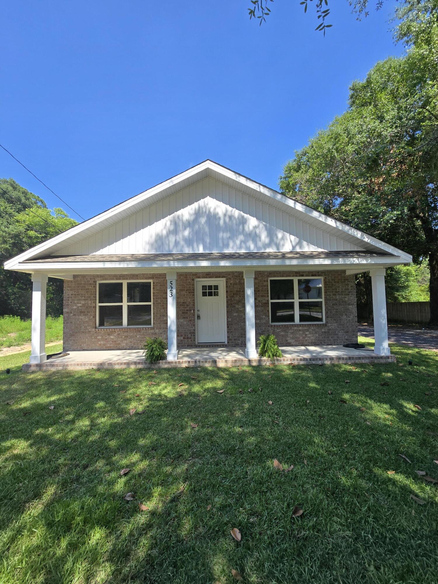 Charming 3 bedroom, 2 bath ALL BRICK home in the heart of Crestview with an incredible price for NEW construction. This lovely home features an open floor plan with LVP flooring throughout and full walk-in closets in every bedroom. The kitchen and bathrooms feature white cabinets and quartz countertops, and it comes with a FULL Kitchen Stainless Steel appliance package.  It also has gorgeous Champagne Bronze fixtures to compliment the comfort of the home.  Please call the listing agent to schedule a showing today!