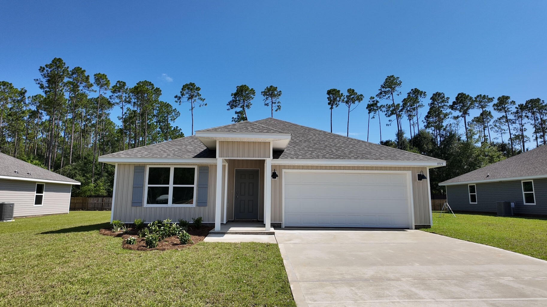 Welcome to Liberty Farms Community! The Cali model, one of our most sought-after designs, offers a fantastic open layout for relaxed living. Offers 4 bedrooms, 2 bathrooms, a covered back patio, 2-car garage, and the 'Smart Home Connect' System with various convenient Smart Home devices. The well-appointed kitchen includes stainless steel appliances, a smooth-top range, built-in microwave, quiet dishwasher, corner pantry, island bar, eye-catching wood-look flooring, and plush carpet in the bedrooms. Quartz Countertops in the Kitchen & Baths. Bedroom 1 and the adjoining beautiful bath boast a large walk-in closet, double vanity sinks, and more. Fabric Hurricane window and door protection is also included. Enjoy the stylish curb appeal with easy access to the interstate. ALL LISTING pictures, colors, features, and size may vary. Square footages are approximate.