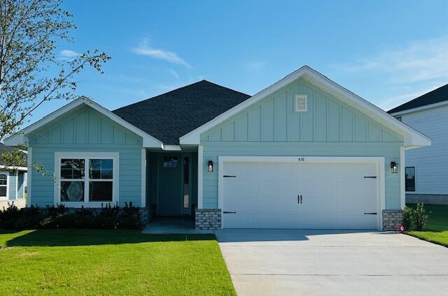 Limited-time offer: Receive up to $25,000 price discount on this home. Ask about our 3.99% interest rate buy down promotion with our preferred lender. Community also has USDA financing with zero down payment for those that qualify.
This beautiful new  3/2 Craftsman Style home with hardboard and brick skirt exterior finish is located only 15-20 mins to world-famous 30A beaches.  Complete with cathedral ceilings, 8' beautifully crafted front door, large covered patio, Quartz countertops in kitchen & both baths, LVP flooring throughout, separate garden tub and shower in Primary Bath is complete w/fully sodded yard. *Some photos have been virtually staged to illustrate the property's potential. *