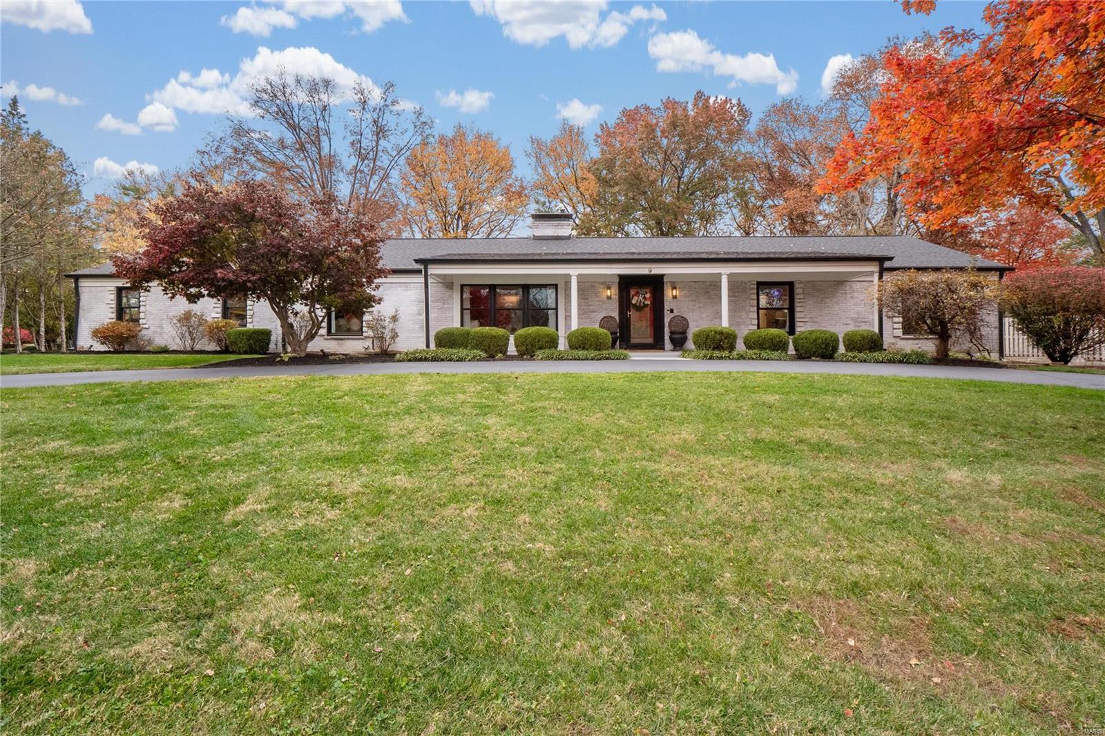 Sophisticated & Chic ranch-style home nestled in the quiet and upscale Villa Coublay. This home offers a spacious and inviting floor plan with 5b, 3.5 ba. As you enter, you'll be greeted by an abundance of bright natural light that fills the home throughout. The hardwood floors add warmth and charm to the living spaces, creating a cozy & inviting atmosphere for everyday living and entertaining. Gourmet eat-in kitchen is a chef's dream, featuring designer appliances, center island breakfast bar, & ample storage space including a fabulous pantry. You will LOVE the walk-out patio to your own private oasis. The pool and lush backyard create a tranquil setting where you can relax and unwind. It's the perfect spot for enjoying outdoor activities or hosting summer parties. BONUS finished LL offers even more space for your needs; an additional bedroom, full ba, weight room, and a fabulous entertaining spaces. Circle driveway, side entry 2 car garage, and the LADUE SCHOOLS! THIS IS THE ONE.
