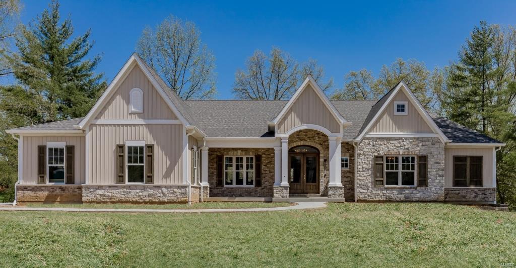 Exquisite ranch by custom home builder, Bob Berkley, on nearly 1 acre, in sought after Bellecoeur subdvsn! 4 Bds, 4.5 Bths & 4500+sqft living spc w/LL. Entry Foyer w/dbl tray ceiling w/custom wood wallpaper & wood flooring thruout! Study finds walk-in closet & pocket door to Jack-n-Jill Bth; Dining Rm w/tray ceiling & wainscoting. Vaulted Great Rm w/gas FP! The Kitchen is a chef’s dream - gorgeous granite tops, custom cabinets w/lights, farmhouse sink, huge island, pantry & Brkfst Rm. Master Ste w/large windows & dual walk-in closets; luxury Bth w/deep soaking tub, glass shower & dual sinks w/granite tops. 2 add’l Bds on Main Flr, both w/full Bth & walk-in closet! Finished LL w/laminate wood floors, 4th Bd, full Bth & huge Rec Rm w/surround sound wiring! Relax on patio & enjoy spacious yard! Highlights: O/S 3-car garage, alarm, crown molding & tall baseboards thruout. Great location near shops, restaurants & hwys. Parkway Schools! Note: Sod to be added before closing. Additional Rooms: Mud Room