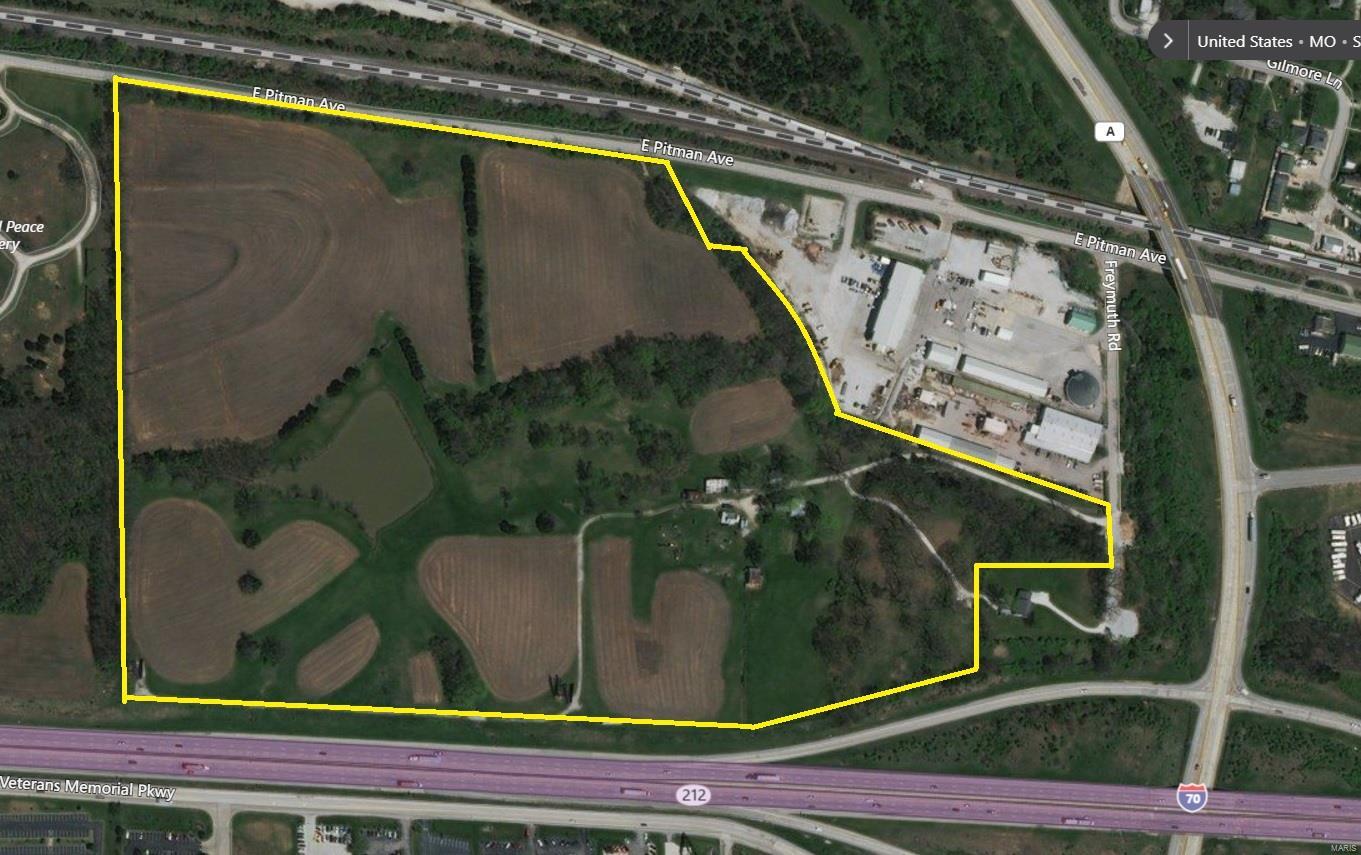 Prime property located at the intersection of I70 and Hwy A interchange in Wentzville. Located just over 1 mile to General Motors plant. Totaling 63+/- acres of gently rolling ground with a lake on site. This is a great piece for a large user or for an industrial or commercial business park. The property currently has 2 income producing billboard signs. 12-inch water main on E Pitman and 4-inch pressurized sewer main on E Pitman (lift station will be required). The property has 2400 feet of frontage on I70. I70 has over 75,000 vehicles per day. Located in the city limits of fast-growing Wentzville. Located just East of the new 43-acre campus for Urshan College. Location: City, High Traffic, Hwy/Interstate Frntg, Industrial Area