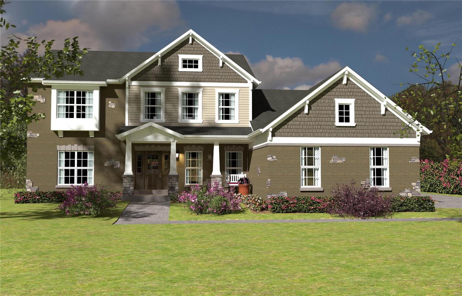Custom built, new construction by Genesis Development in Des Peres! This 5 BD, 4.5 BA home sits on a premium, cul de sac homesite. Features inc a brick façade, James Hardie siding, stone accents, side entry 3 car garage, full sod, arch shingles, carriage style garage doors with opener, 9 ft clngs, open floor plan, wood flooring in the main living areas, main floor Mstr Suite, luxury Mstr bath with freestanding tub and sep tiled shower, staggered height cabinets, large center island, Quartz c-tops, range hood, butlers pantry, gas FP, built in book shelves, crown molding, wr iron spindles, tray ceiling in the DR and Mstr, storage cubbies, Jeld Wen Low E windows, 50 gal water htr, Hi Effic HVAC, R-50 clng and R-15 wall insul, cust paint, ceramic tile flrs in the bathrooms and Laundry Rm and more. The upstairs has a Bonus Rm, 3 large bdrms, Jack-Jill bath and one additional bath. The finished LL has a bdr, bath, Rec Rm and wet bar. There is approx 5,104 s/f of finished living space. Additional Rooms: Mud Room
