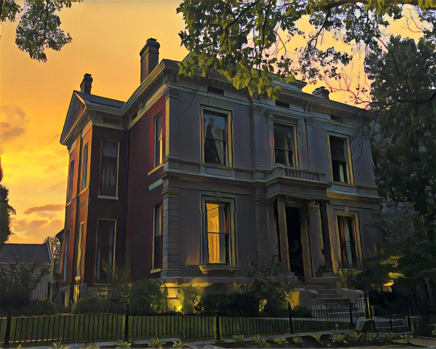 This restored Italianate mansion spans three lots facing historic Lafayette Park. The massive entry doors open to a center hall flanked by spacious sitting rooms with 14 foot ceilings, intricate millwork, original wood flooring and marble fireplace mantles. The stylish and functional kitchen earned the 2014 Kitchen of the Year Award from St. Louis Magazine! 2nd floor features a simply stunning master suite with columns, large closets, sitting area, and elegant marble bath. Two large bedrooms, two smaller offices, a laundry room, and another full bath round this floor out. The newly carpeted 3rd floor features a lovely private guest suite with bath plus craft area and exercise rooms. Back yard is a dream with new patio and decking around the Gothic inspired in-ground pool. The two story carriage house includes a guest apartment, a pool changing room with full bath, and a two car garage. Spectacularly located in a vibrant close knit community near terrific retail, dining and nightlife.