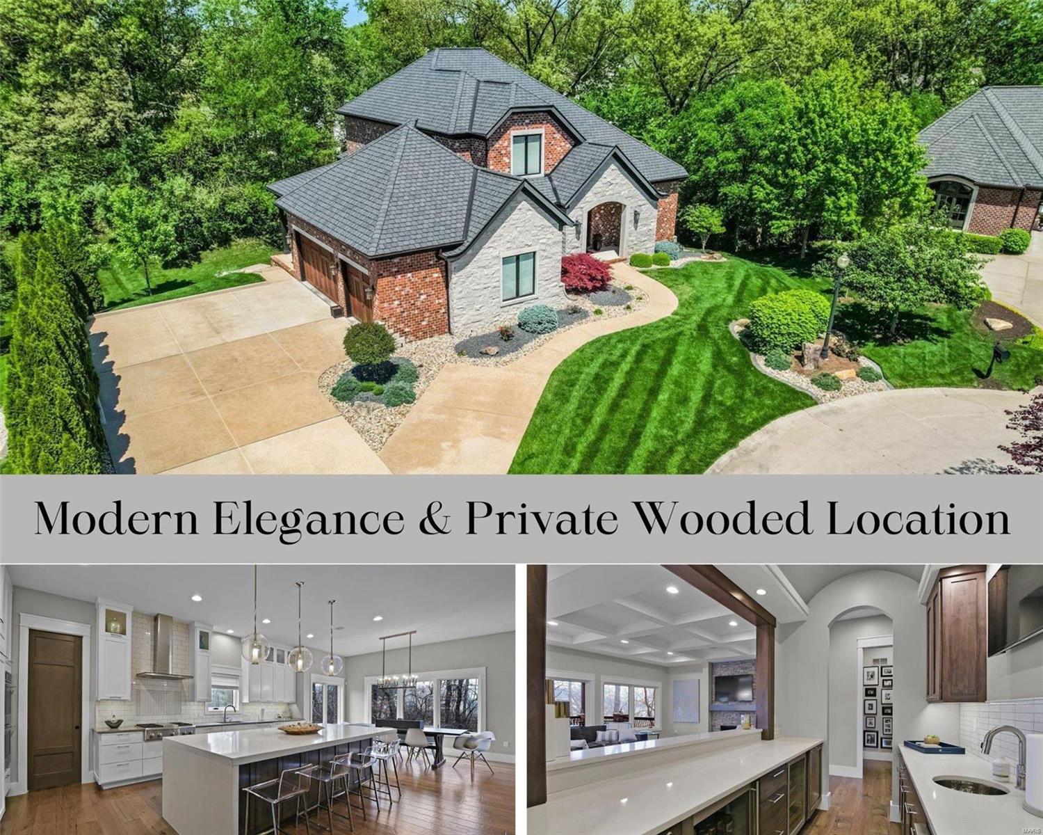 Custom-built, modern,sophisticated home nestled on private wooded .62 ac! Immaculate & boasts upgrades galore!  Stunning 2nd floor foyer entry greets you & will immediately see the beautiful views.  1st floor features gorgeous kitchen w/double quartz countertops, tile backsplash, upgraded stainless appls, custom to-ceiling soft-close cabinetry & wet bar/butlers pantry that opens to large living room w/stone gas fireplace, coffered ceiling & dining room-that opens to covered deck.  Main floor master w/ensuite bath w/tile walk-in shower, stand alone tub, double vanities & 2 walk-in closets.  Also oversized laundry w/sink, wall of custom cabinet organization, 1/2 bath, office & drop zone.  2nd floor features 3 beds (1 w/ensuite full bath & 1 Jack&Jill bath)  w/walk-in closets & 2nd laundry room option.  Finished walkout lower level is mostly finished, plumbed for 2nd wet bar & walks out to covered patio & private wooded backyard!  Ask your favorite realtor for complete list of upgrades!