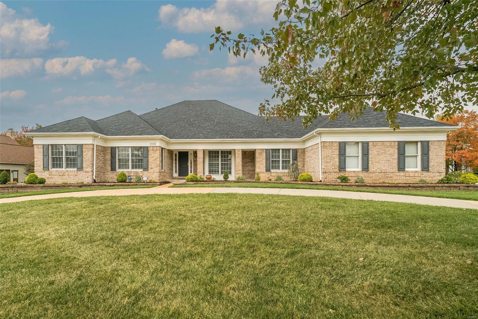 Discover luxury living in this stunning all-brick ranch located in prestigious Brook Hill Estates! The circle driveway makes every arrival an elegant experience. With 3 beds, 3.5 baths, and 4700 sf of finished living space, this gem is an architectural masterpiece lined with modern conveniences! Spectacular angles, soaring ceilings & open floor plan create an atmosphere ideal for entertaining! Dazzling gourmet kitchen with expansive breakfast bar, custom cabinets & newer appliances. Glorious great room accentuated by brick f/p. Owner's suite with WIC & gorgeous update bath with heated tile floor for your indulgence! Basement offers enormous rec room, 2 bonus rooms & full bath. Step into the landscaped backyard paradise, complete with BBQ grill and a covered gazebo for outdoor enjoyment. Nestled on over 1/2 acre lot with sprinkler system. Roof, both ACs and Furnaces are 1 year new. Located in award-winning Parkway School District, this home is the epitome of sophistication and comfort!