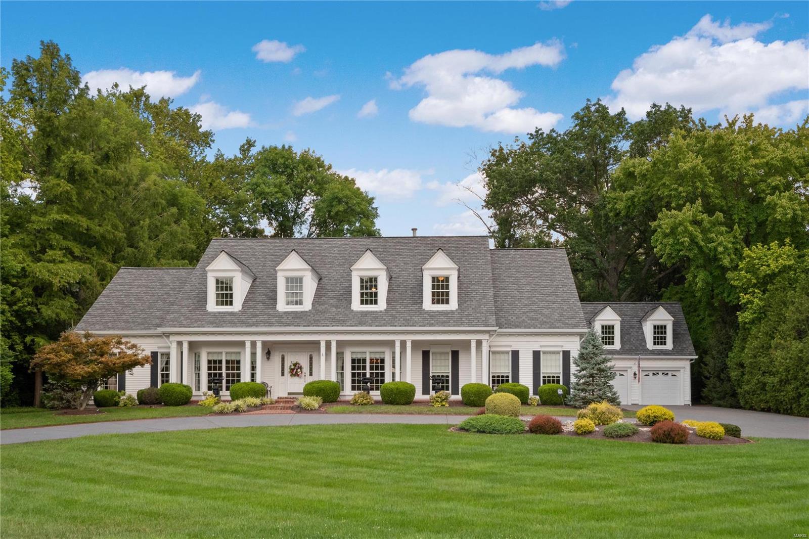 Welcome to this stunning Cape Cod situated on an incredible 1+ acre lot in prime Frontenac location. This meticulously maintained property boasts a gorgeous foyer that opens to a light-filled formal living rm w/ gas FP & floor-to-ceiling windows. The foyer also leads to a handsome office w/ built-ins, elegant dining rm w/ beautiful moldings, powder rm and a spacious main floor primary bedroom suite. The eat-in kitchen has a separate Butlers pantry/service area, beautiful vaulted ceilings & opens to an inviting hearth room-overlooking the park-like, private backyard. The kitchen also leads to the main floor laundry, 2nd powder rm & attached 2-car garage.  Upstairs you will find another huge bedroom suite and 2 more BRs adjoined by a Jack-and-Jill bath. The finished LL has a rec room, workout room, full bathroom and unlimited storage space. Other notable features include newer aggregate circle drive, another detached 2-car garage, newer systems, roof & patio, & professional landscaping. Additional Rooms: Mud Room