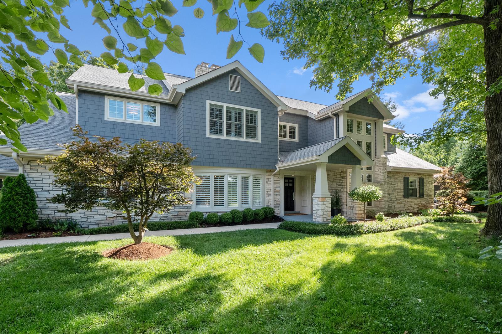 Exciting new look including refinished hardwood floors and located in the prestigious City of Huntleigh, nestled between Ladue, Frontenac, and Kirkwood. This meticulously maintained home presents an open floor plan with updates throughout and is situated on 2 private professionally landscaped acres featuring a pool, outdoor kitchen, and Pool House with kitchenette & full bath creating a resort like setting. Offering approximately 6,260 total sqft including the finished lower level with a custom wine cellar. Main level, perfect for entertaining, features a dining room with fireplace, home office, updated chef’s kitchen open to breakfast, hearth, and spacious great room overlooking the pool. Main level master bedroom suite with French doors to a private patio and the pool, features a decorative limestone wall, large walk-in closet, and updated luxurious master bath. The second level includes 4 additional bedrooms and 2 full baths along with a bonus family room. Oversized 3 car garage. Additional Rooms: Mud Room, Wine Cellar