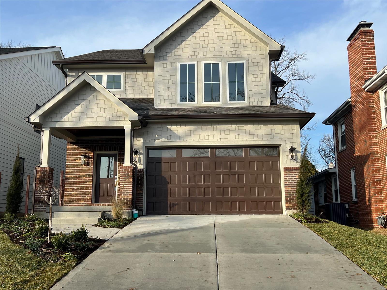 Terrific opportunity to buy a brand new luxury home in the ever-growing city of Brentwood. Join dozens of new homes within the neighborhood and live within minutes of Tilles Park.  There are two new homes built side by side.  One home is already sold. This five bedroom home features 2,899 sq feet on the 1st / 2nd floors with another 900 ft of finish in the lower level.  You can expect all of the special details from this builder as you have seen in many new homes throughout town. Spacious kitchen with Bosch appliances, island for four and a walk in pantry. Primary bedroom is spacious with a luxury bath and a walk in closet. Two fireplaces included with one in the hearth room with a vaulted ceiling, and 2nd fireplace in the living room.  There is a  finished lower level included with rec room, full bath & bedroom. Professionally landscaped, fencing, & sod is included. Across the street will be soccer fields as existing school is set to be demolished
First open house 1:30-3:30 Dec 10-23