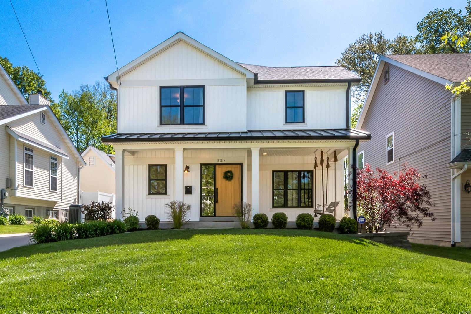 Stunning 5 bed 4.5ba custom 2017 built home in the heart of Kirkwood! Modern Farmhouse w/ tremendous exterior appeal & street presence. Enter through custom craftsman front door to find open/inviting layout, hardwoods, 9'ceilings, intricate mill work, wainscoting,crown,5 panel doors,& built-ins! Home is bright & open to chef-worthy eat-in kitchen. Pro cooking, farm sink, island banquet, custom cabinets w/ glass/ lighting, reclaimed shelves. Tremendous blend of style & functionality which continues up to the 2nd level which has 4 beds, 3 full baths & laundry! Master suite -built-ins, French doors to ‘period inspired' bath; huge shower, heavy glass, rain head, freestanding tub, walk-in closet, marble tops/ floors, tile wainscot. Finished 9’ LL with rec room, custom built wet bar, & 5th bed /4th full bath. 2 Hi E HVAC systems, Pella windows, covered/screened rear patio, privacy fenced large level yard, 2 car detached garage, auto gate, irrigation, spectacular design & style. Additional Rooms: Mud Room, Sun Room