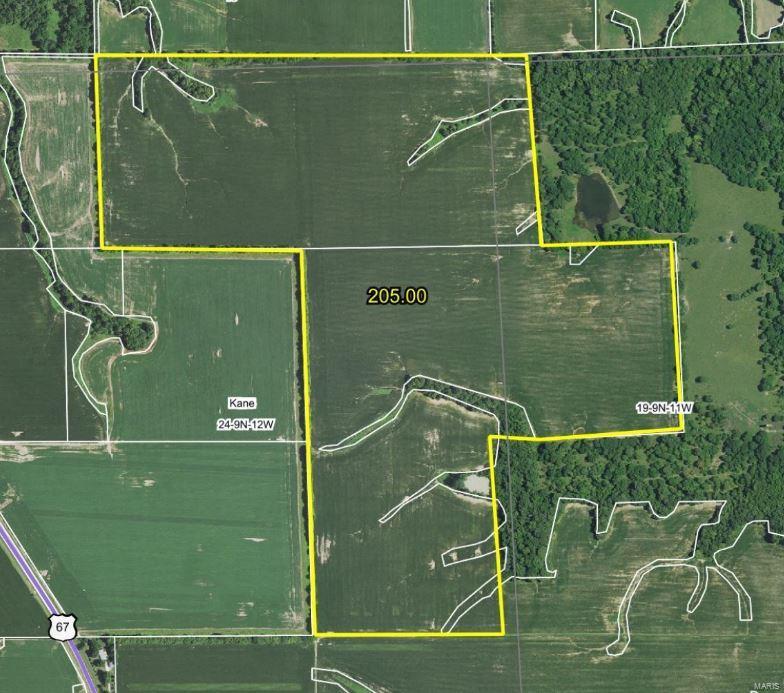 This 205± acre tract represents a rare opportunity to purchase a considerable amount of high-quality tillable acreage in a competitive farming community just outside of Kane. Of the 205± total acres, 196± are in row crop production and carry a strong Productivity Index Rating of 124.2. Predominate soil types are Greenbush, Rozetta and Osco silt loams. The parcel is unimproved and tenancy is open for the 2020 growing season. If you’re looking to acquire additional tillable acreage in this neighborhood, the adjoining 39± tract that is 96% tillable might also be of interest. Access via field road easement from Route 67. 

Down payment due upon signing a contract to purchase. Cash due and possession granted at closing. A survey will be completed prior to closing. Total purchase price to be calculated based on final surveyed acres. This is Tract 2, one of six contiguous tracts our client is selling in this area. Details for the additional tracts are available online, as well.