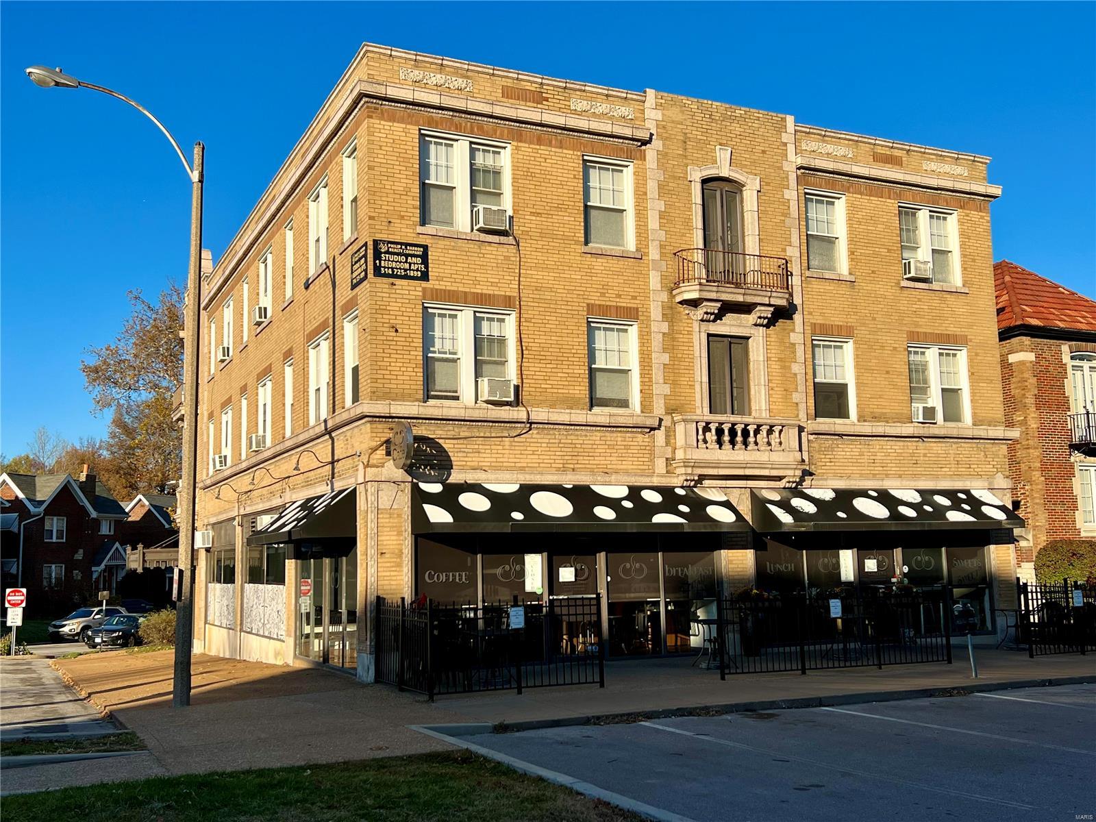 Generational Asset in a Supreme Location. 21 units including 19 Heat-Furnished Apartments (14 Studio & five 1 Bedroom-1 Bathroom Apartments) and Two Commercial Spaces (Colleen's Cookies). New Boiler in Stock. Apartments include Refrigerator, Dishwasher (some units), Oven with Hood Fan, Large Closets. 2 Garage Parking Spaces. Steps from Downtown Clayton, Washington University in St. Louis, Forest Park & MetroLink. Value Add Potential: Add Washer & Dryer In-Unit, Modernize Kitchen & Bathroom, Customize Closets.