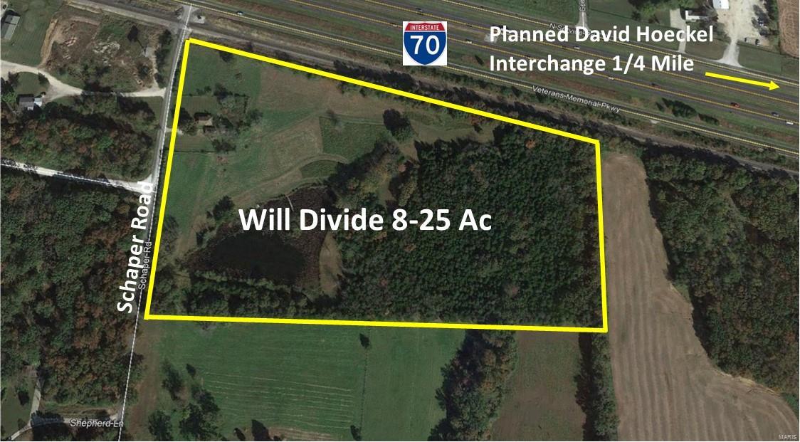 Beautiful 25 Ac site to be located in Wentzville, the "Crossroads of the Nation". Great access and visibility for a destination site, office or medical campus. Includes 4 ac lake. 1,300' I-70 frontage to 61K+ vehicles per day. Zoning designated commercial by Wentzville Master Plan. David Hoekel Interchange, 1/4 mile east.