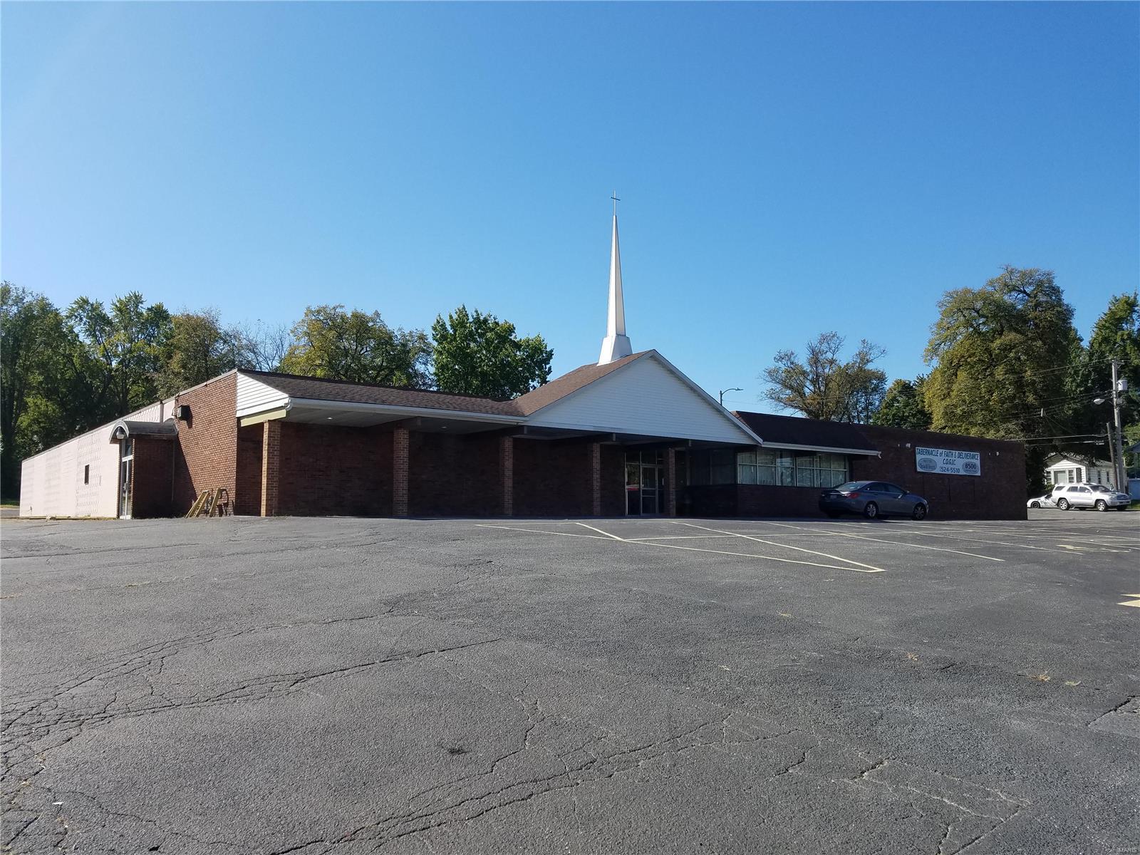 Former Bowling Alley turned into a 300 seat church with kitchen, offices and classrooms. Sanctuary has audio visual booth and fiberglass baptismal. Includes paved parking for 80 cars. Building roof needs to be replaced. Sale also includes lot and home at 6132 Hancock Ave, Berkeley MO 63134 and vacant lot at 6133 Evergreen Blvd, Saint Louis, MO 63134. Location: City, Downtown, High Traffic