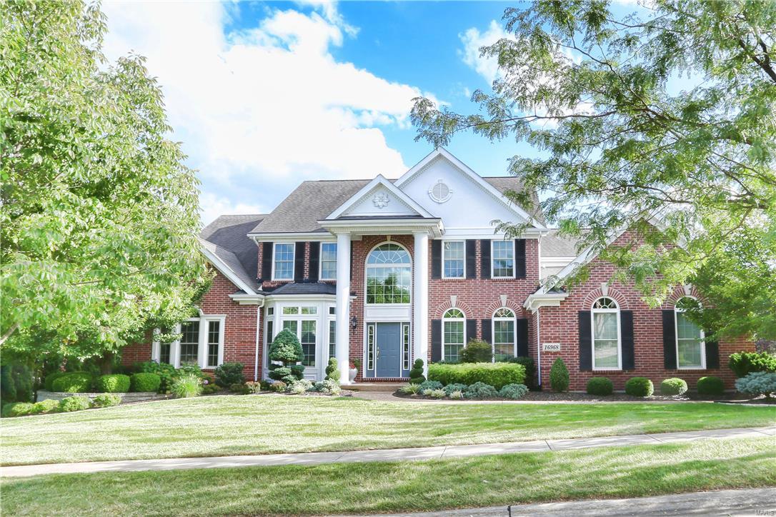 Eagle Crest Estates custom built by Panache Homes featuring vistas overlooking the private pool, water feature, garden & common ground acreage. This beautiful 1.5 Story has something for everyone. Features: 2-story great room w/Palladian windows, 2 gas fp, well appointed kitchen w/42-inch maple cabinets, solid surface counters, newer appliances, walk-in pantry & adjoining vaulted hearth room. Enjoy the view from every room...stunning pool & entertainment areas, includes an outdoor kitchen, fire pit, waterfall & terraced gardens. Newer composite decking provides cover for watching your favorite programs on an all-weather TV. The Dramatic Master has a tray ceiling accented by special millwork and is complimented by the obligatory luxury bath & walk-in closet. Upstairs are 3 large bedrooms w/1 ensuite & a Jack & Jill arrangement. Walkout LL w/additional windows & rough-ins awaits your finishing touches. Close to schools, minutes from shopping and with easy access to highway 40/64. Hurry!!